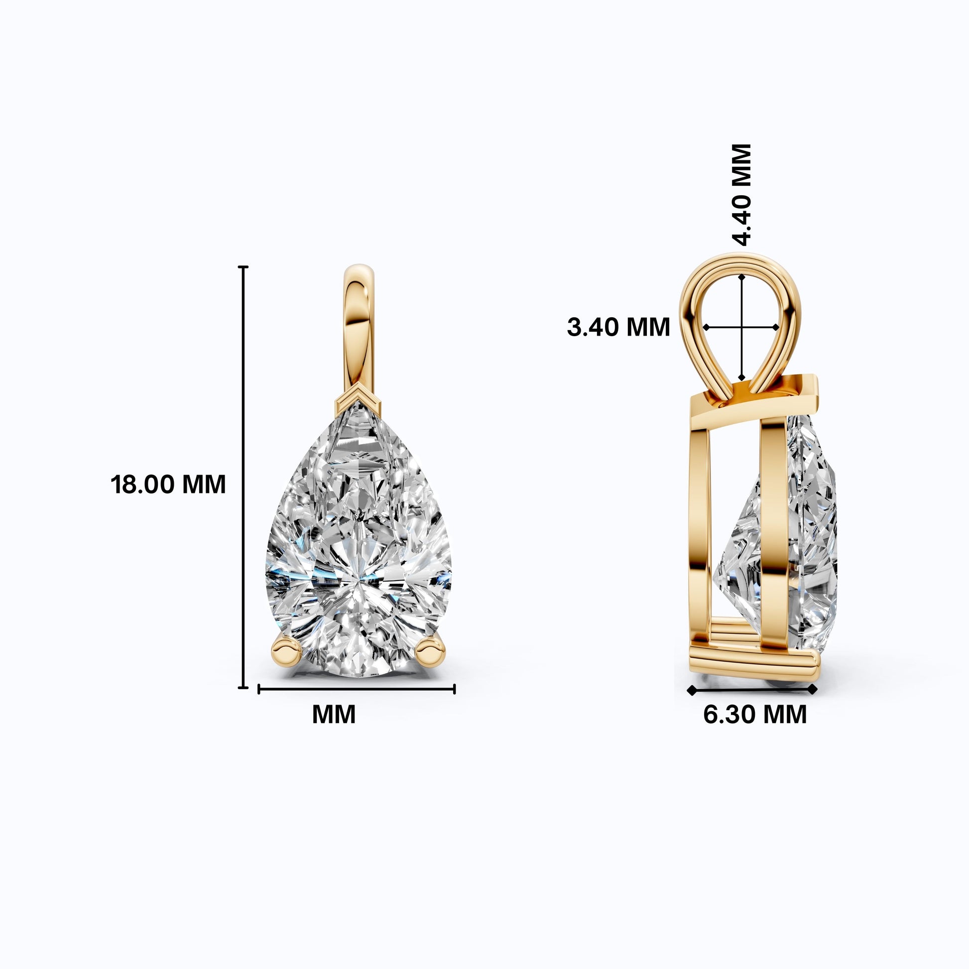 Modern Pear Drop Solitaire Pendant in 14k Solid Gold, 3.00 CT Pear Cut Lab Grown Diamond, Wedding Gift for Her, Wedding Handmade Jewelry