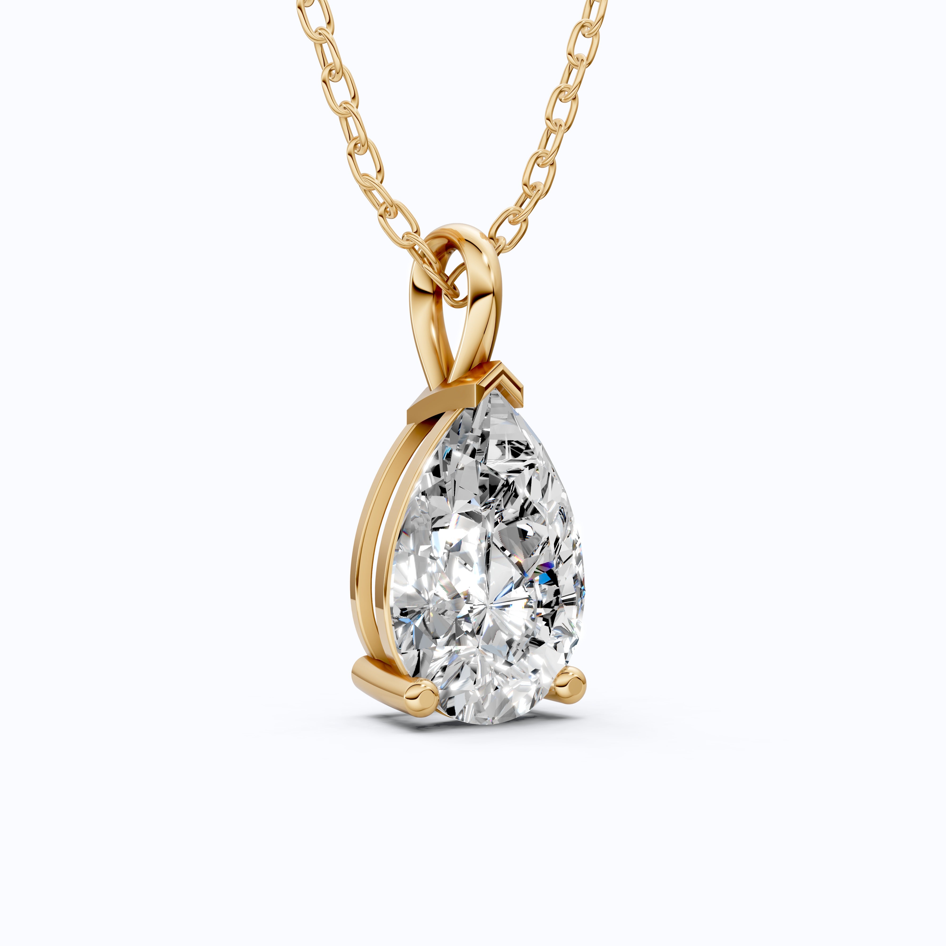 Modern Pear Drop Solitaire Pendant in 14k Solid Gold, 3.00 CT Pear Cut Lab Grown Diamond, Wedding Gift for Her, Wedding Handmade Jewelry