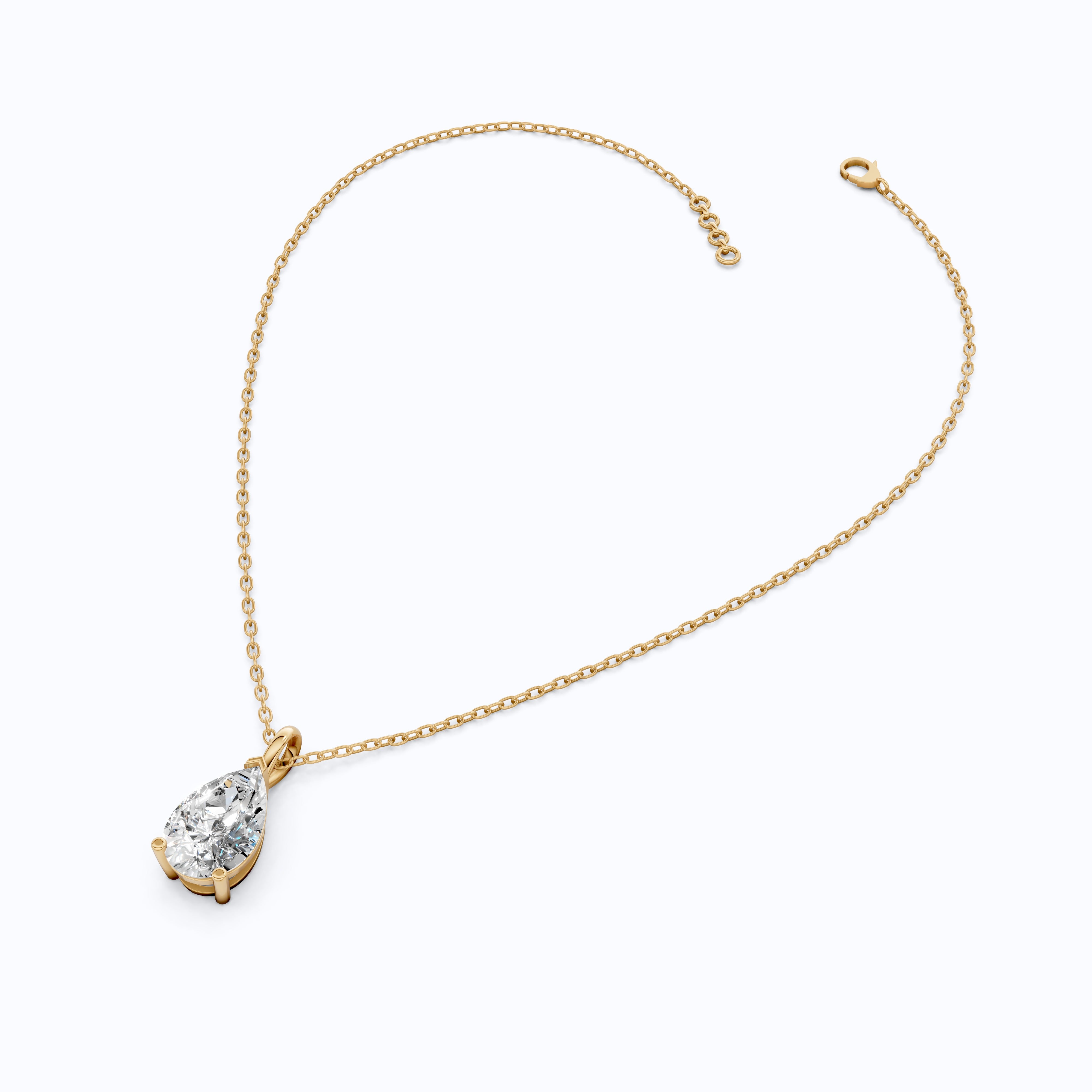 Modern Pear Drop Solitaire Pendant in 14k Solid Gold, 3.00 CT Pear Cut Lab Grown Diamond, Wedding Gift for Her, Wedding Handmade Jewelry
