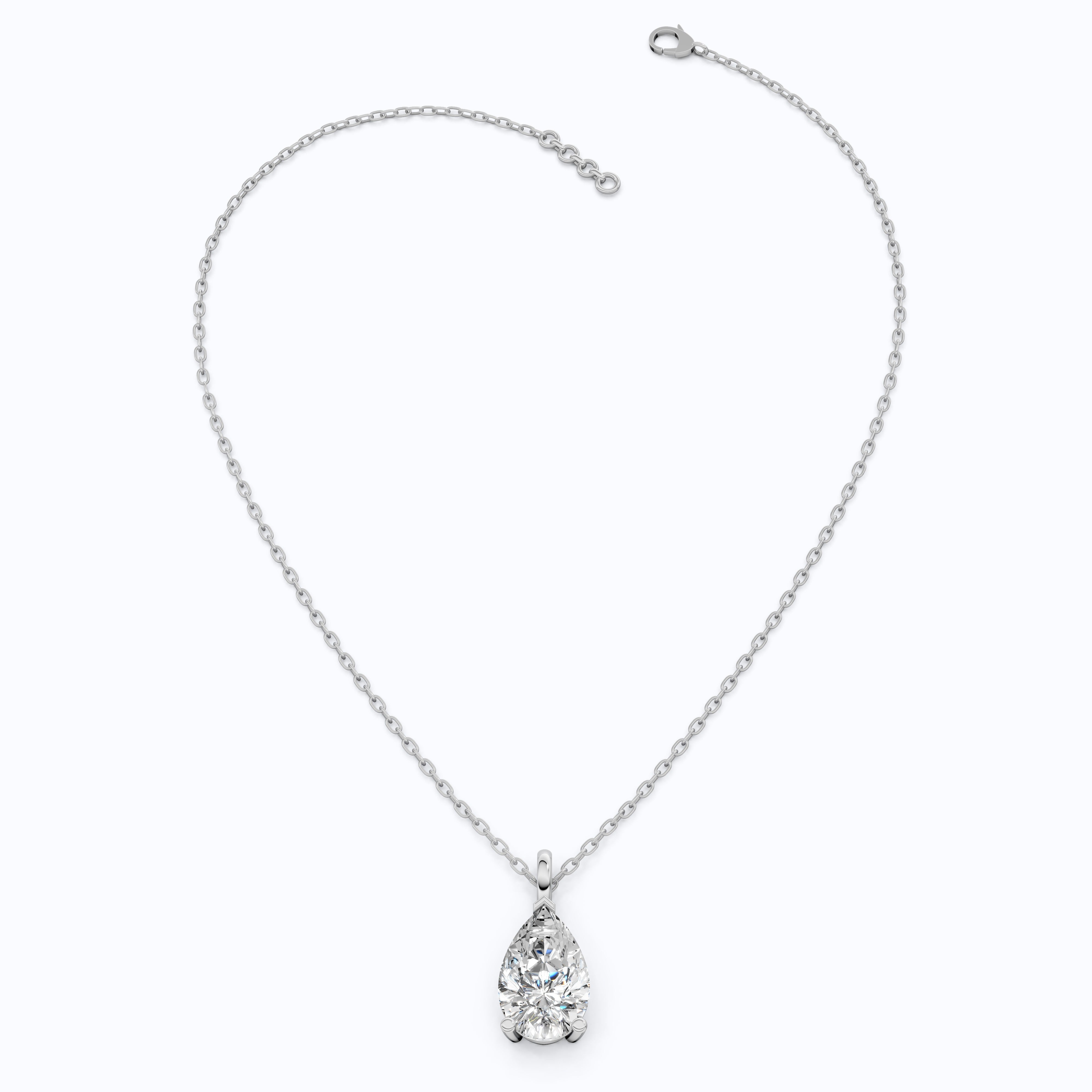 Modern Pear Drop Solitaire Pendant in 14k Solid Gold, 3.00 CT Pear Cut Lab Grown Diamond, Wedding Gift for Her, Wedding Handmade Jewelry