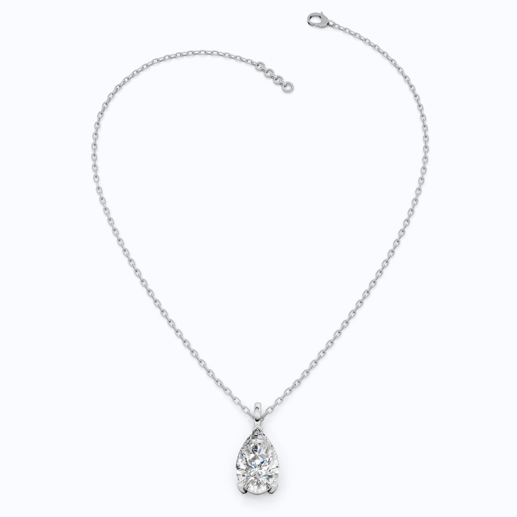 Modern Pear Drop Solitaire Pendant in 14k Solid Gold, 3.00 CT Pear Cut Lab Grown Diamond, Wedding Gift for Her, Wedding Handmade Jewelry