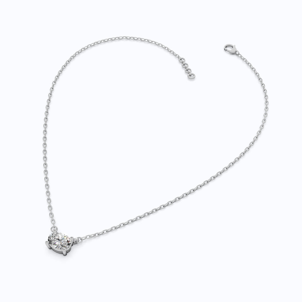 Solitaire Oval Cut Wedding Pendant Necklace in 14k Solid Gold, 0.75 CT Oval Cut Lab Grown Diamond, Everyday Jewelry, Birthday Gift for Women