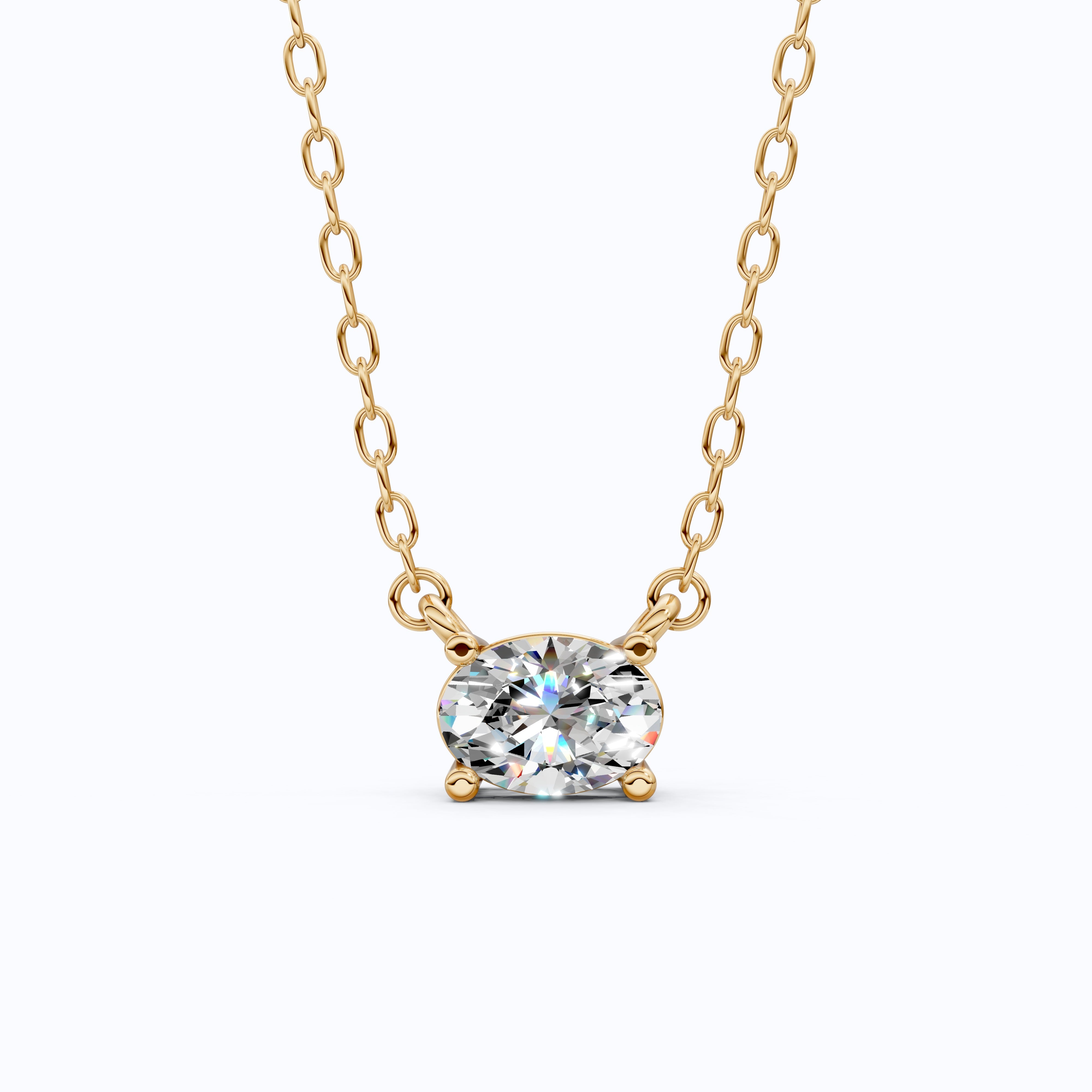 Solitaire Oval Cut Wedding Pendant Necklace in 14k Solid Gold, 0.75 CT Oval Cut Lab Grown Diamond, Everyday Jewelry, Birthday Gift for Women