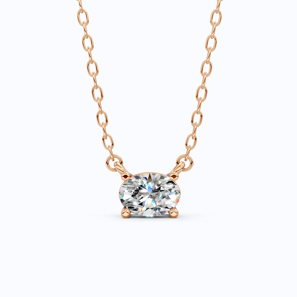 Solitaire Oval Cut Wedding Pendant Necklace in 14k Solid Gold, 0.75 CT Oval Cut Lab Grown Diamond, Everyday Jewelry, Birthday Gift for Women