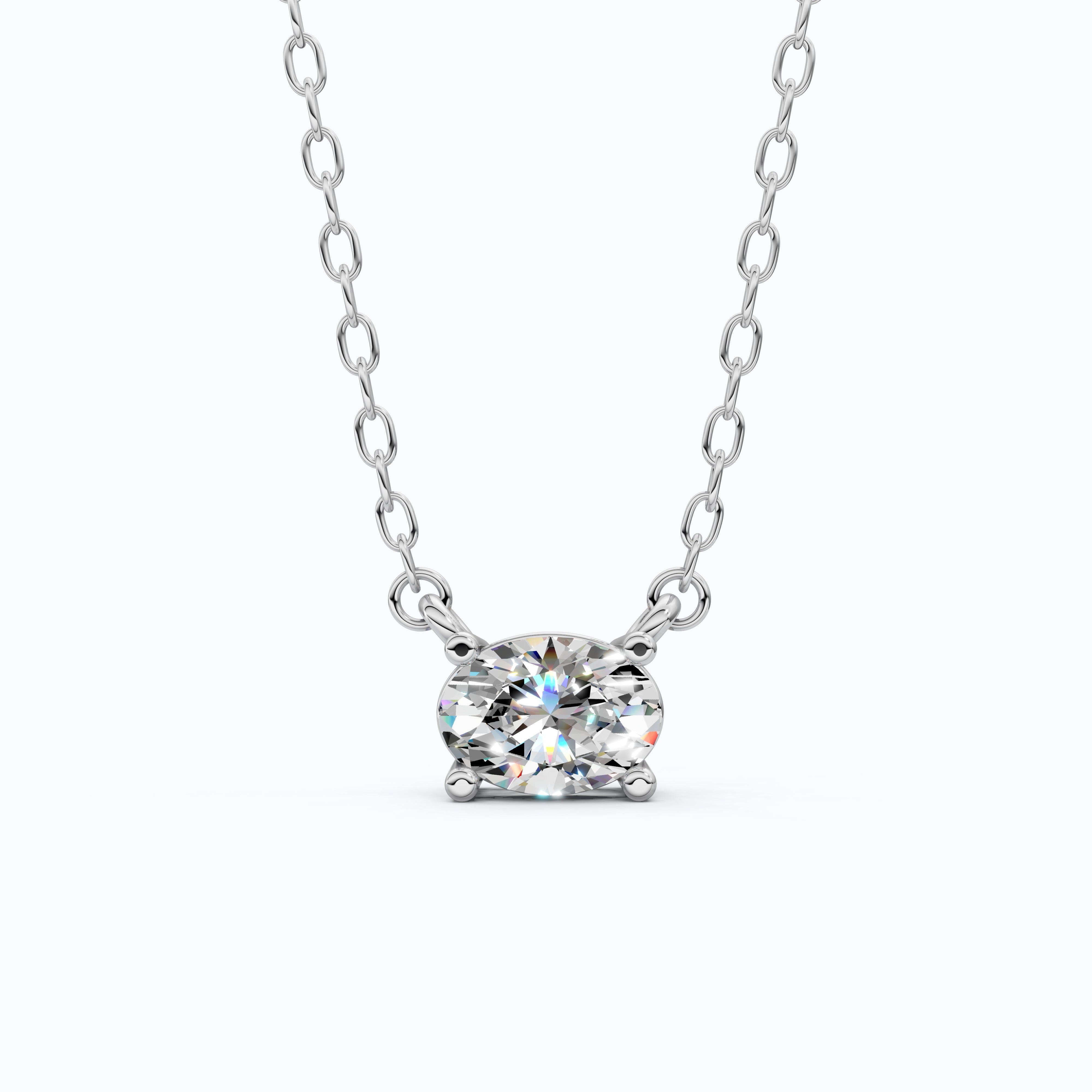 Solitaire Oval Cut Wedding Pendant Necklace in 14k Solid Gold, 0.75 CT Oval Cut Lab Grown Diamond, Everyday Jewelry, Birthday Gift for Women