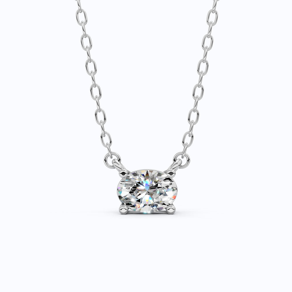 Solitaire Oval Cut Wedding Pendant Necklace in 14k Solid Gold, 0.75 CT Oval Cut Lab Grown Diamond, Everyday Jewelry, Birthday Gift for Women
