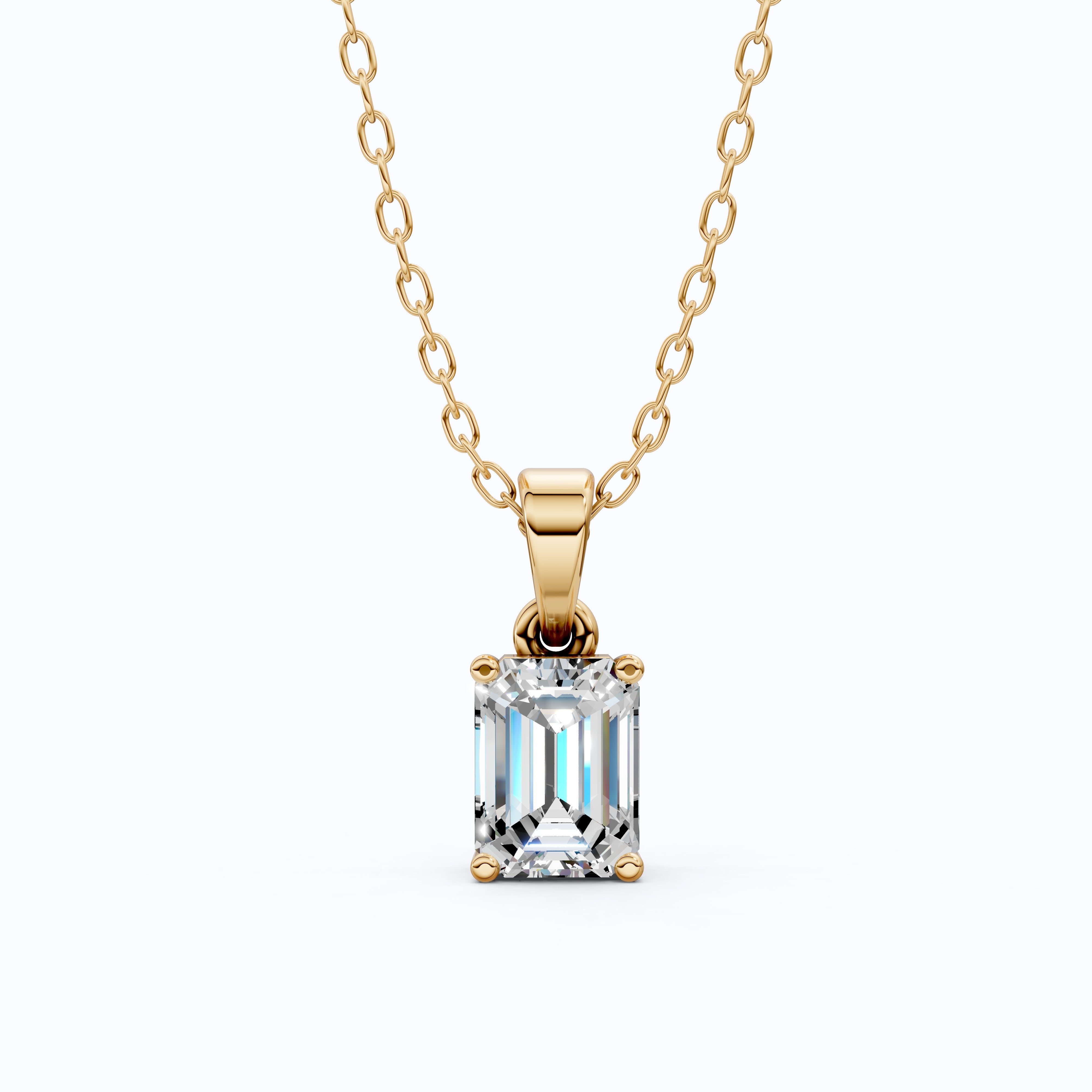 14K Rose Gold Solitaire Wedding Pendant, 1.75 CT Emerald Cut Lab Grown Diamond Solitaire Pendant, Wedding Gift for Her, Handmade Jewelry