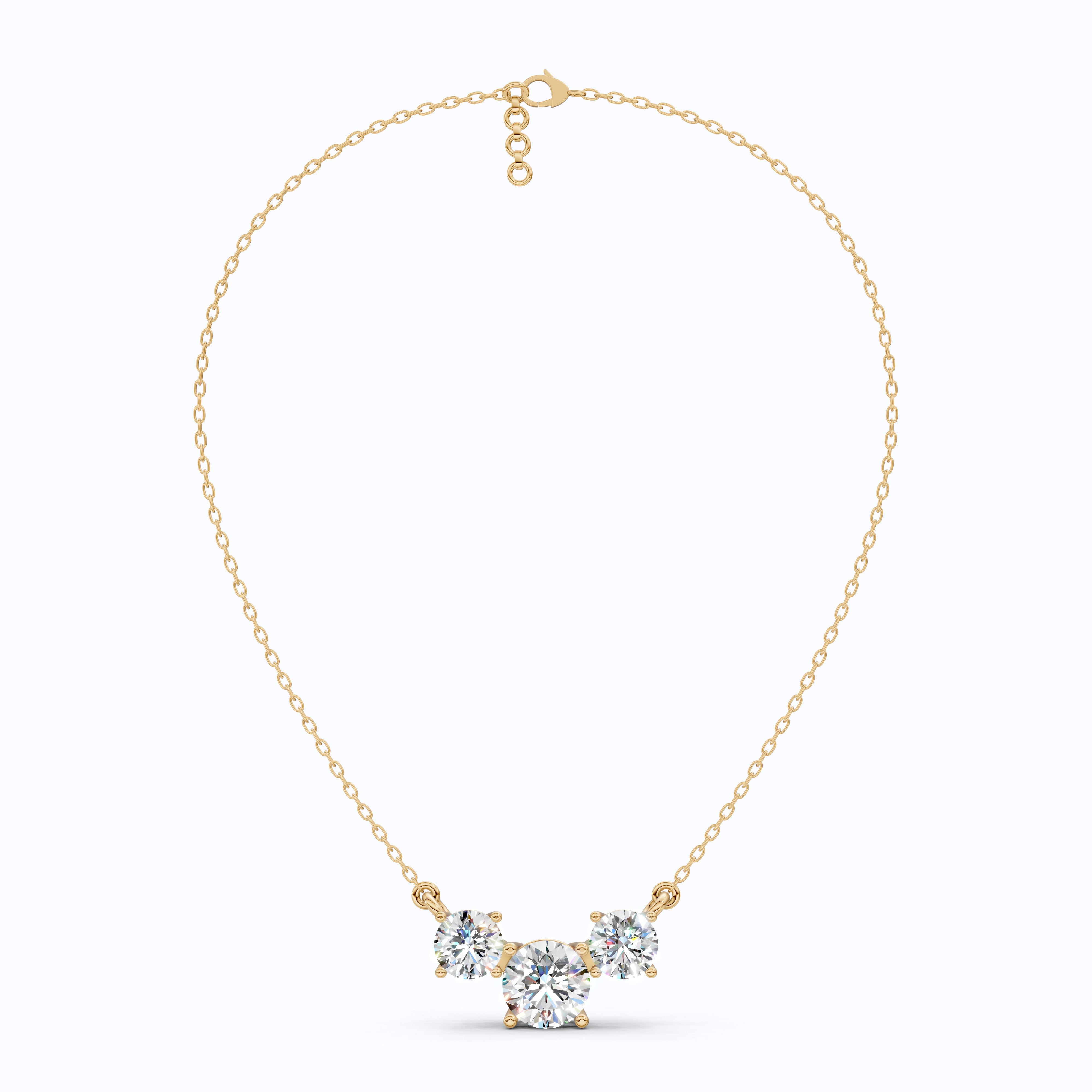 Trio Prong Set Wedding Pendant in 14k Solid Gold, 3.38 TCW Round Cut Lab Created Diamonds, Dainty Jewelry Gift, Daily Wear Pendant For Women