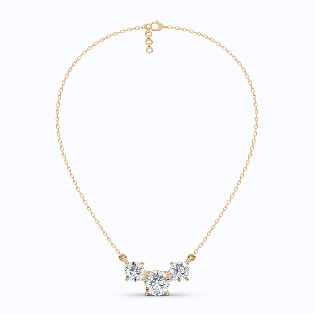 Trio Prong Set Wedding Pendant in 14k Solid Gold, 3.38 TCW Round Cut Lab Created Diamonds, Dainty Jewelry Gift, Daily Wear Pendant For Women