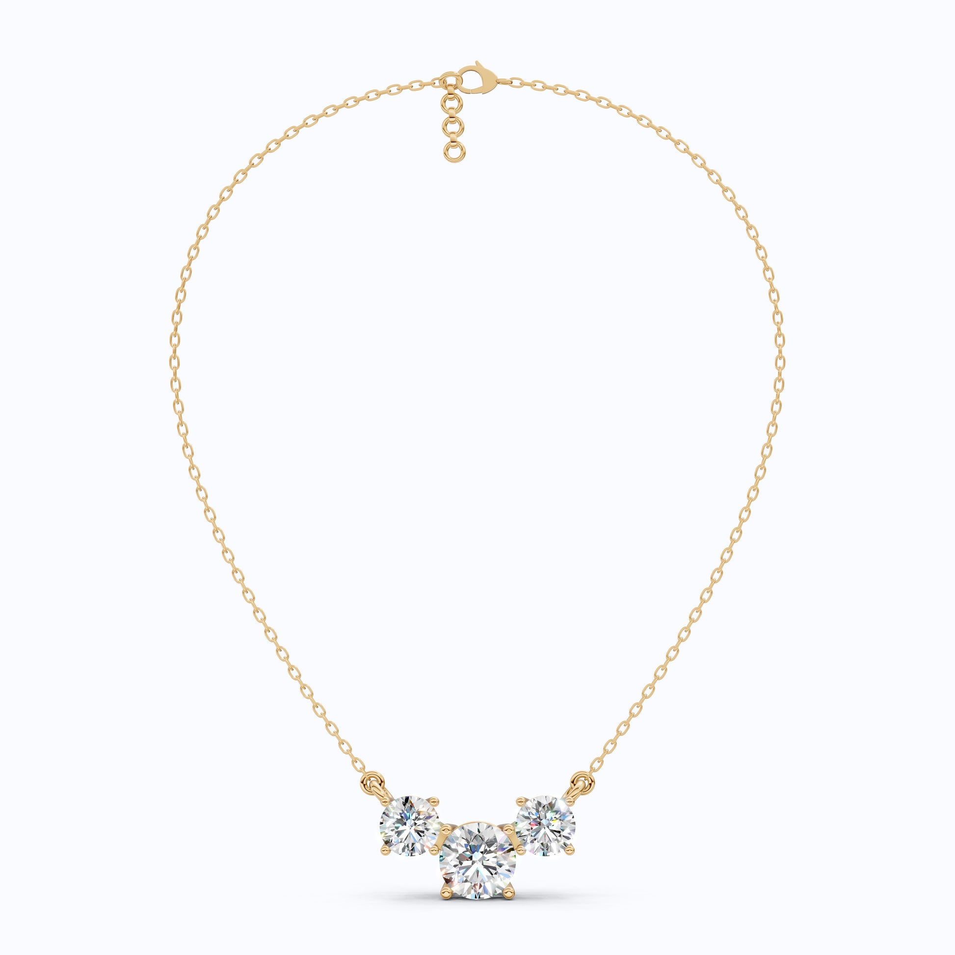 Trio Prong Set Wedding Pendant in 14k Solid Gold, 3.38 TCW Round Cut Lab Created Diamonds, Dainty Jewelry Gift, Daily Wear Pendant For Women