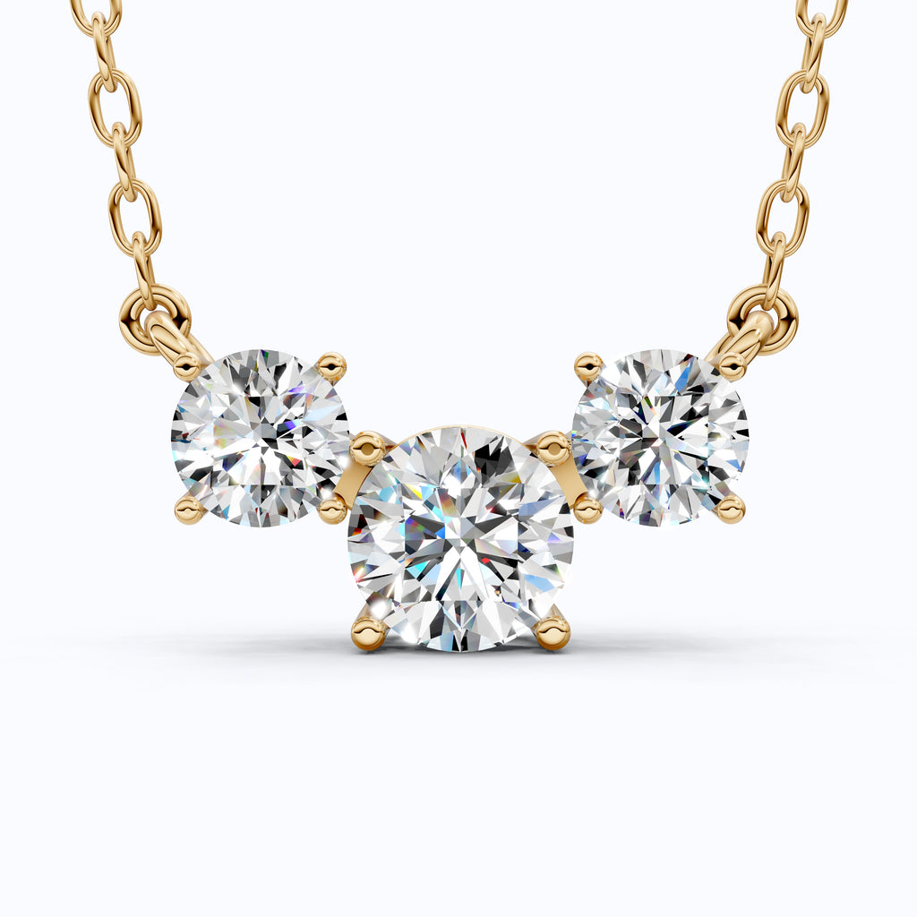 Trio Prong Set Wedding Pendant in 14k Solid Gold, 3.38 TCW Round Cut Lab Created Diamonds, Dainty Jewelry Gift, Daily Wear Pendant For Women