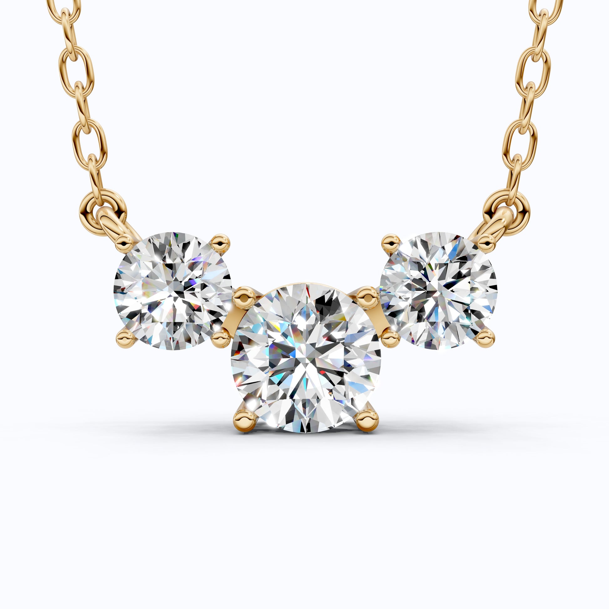 Trio Prong Set Wedding Pendant in 14k Solid Gold, 3.38 TCW Round Cut Lab Created Diamonds, Dainty Jewelry Gift, Daily Wear Pendant For Women