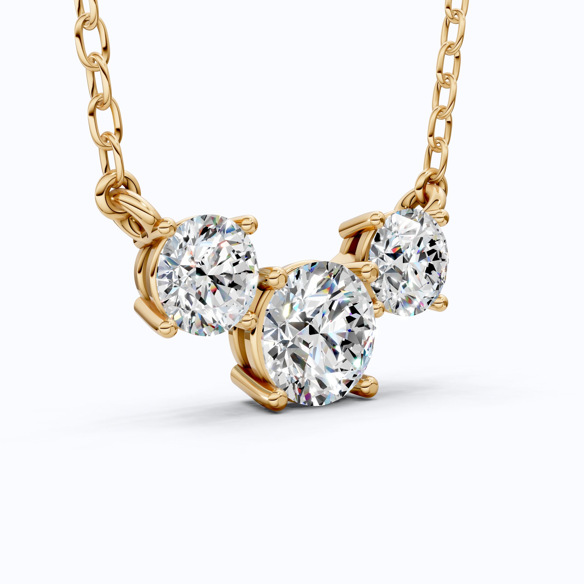 Trio Prong Set Wedding Pendant in 14k Solid Gold, 3.38 TCW Round Cut Lab Created Diamonds, Dainty Jewelry Gift, Daily Wear Pendant For Women