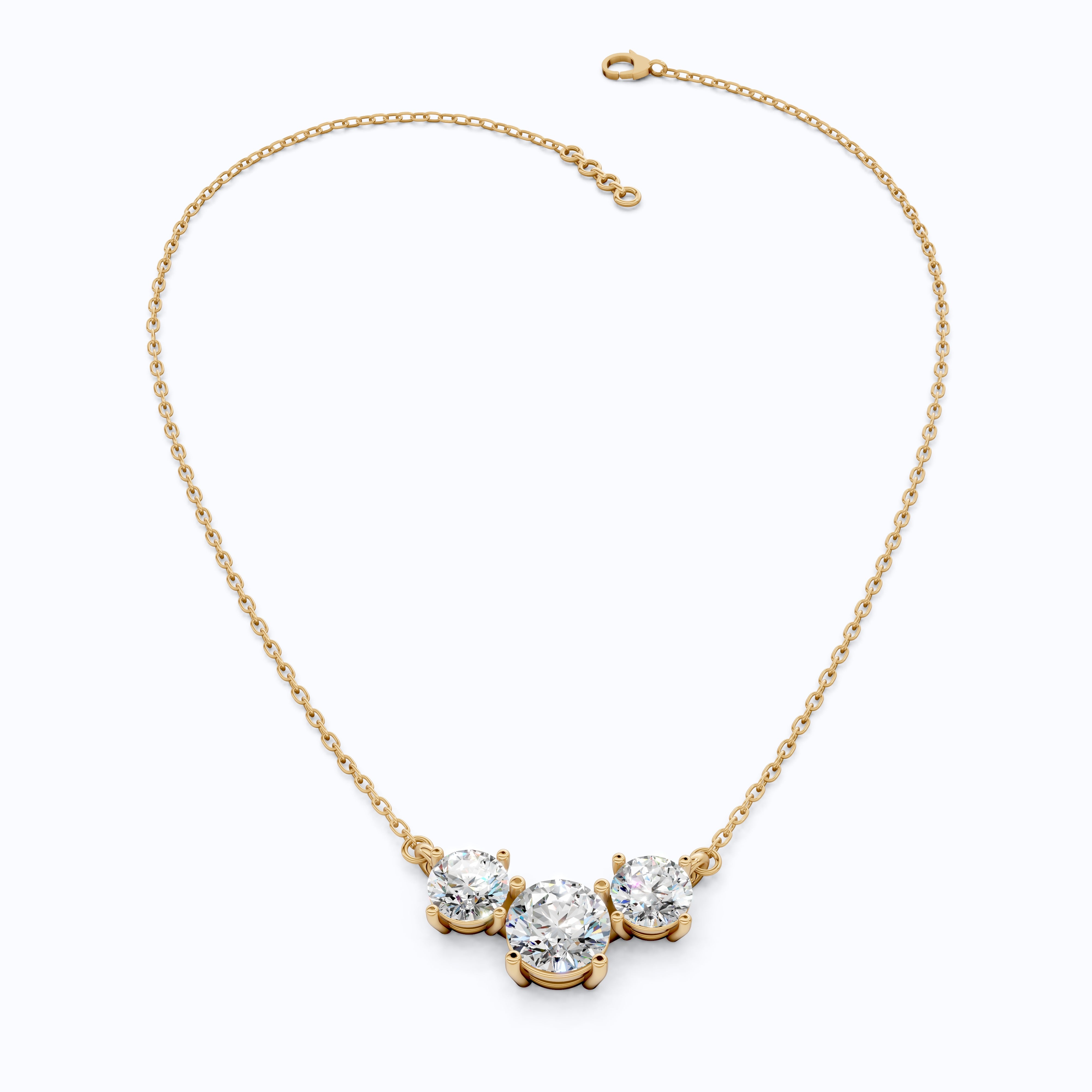 Trio Prong Set Wedding Pendant in 14k Solid Gold, 3.38 TCW Round Cut Lab Created Diamonds, Dainty Jewelry Gift, Daily Wear Pendant For Women