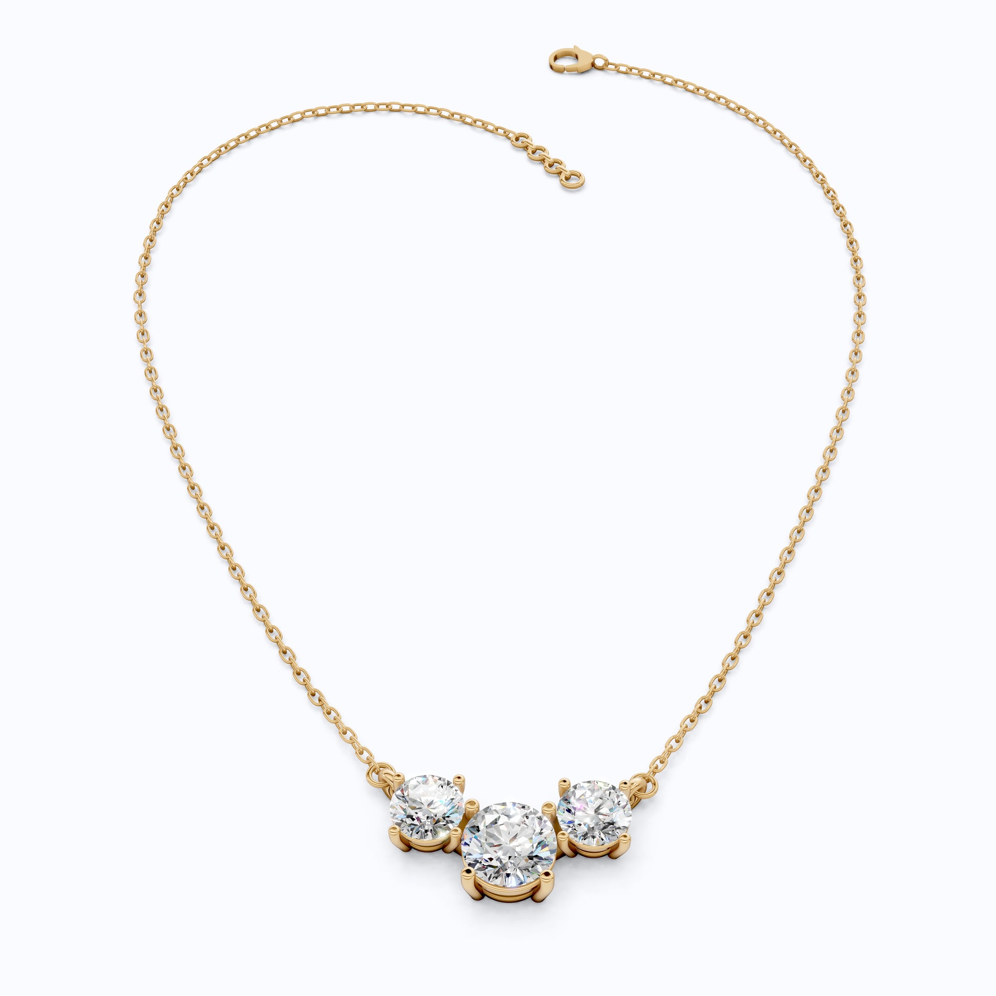 Trio Prong Set Wedding Pendant in 14k Solid Gold, 3.38 TCW Round Cut Lab Created Diamonds, Dainty Jewelry Gift, Daily Wear Pendant For Women