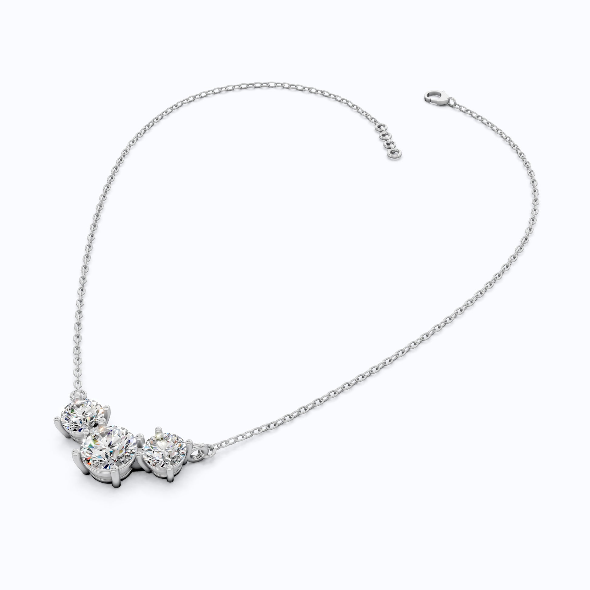 Trio Prong Set Wedding Pendant in 14k Solid Gold, 3.38 TCW Round Cut Lab Created Diamonds, Dainty Jewelry Gift, Daily Wear Pendant For Women