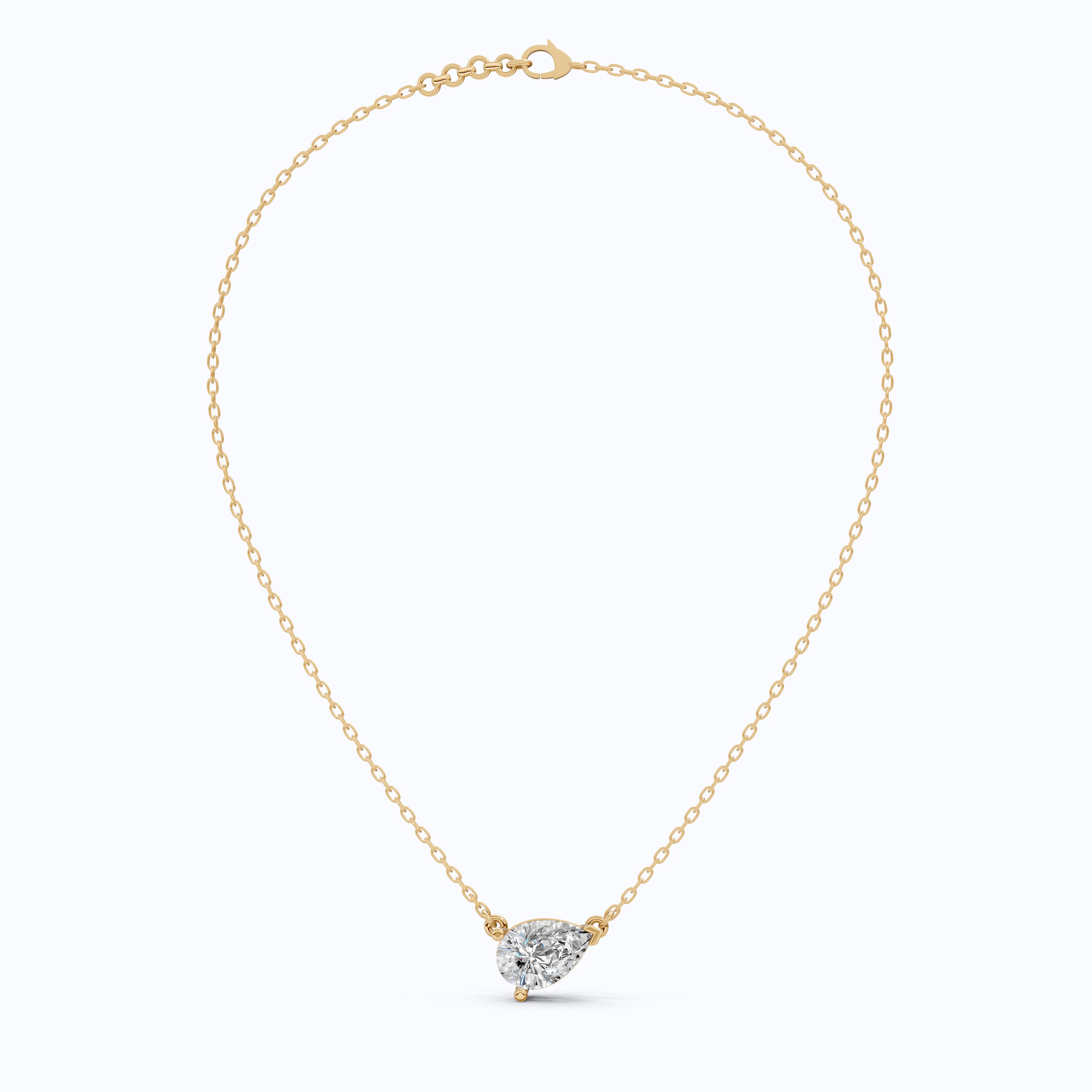 Pear Cut Solitaire Wedding Pendant in 18k Solid Gold, 2.50 CT Pear Lab Grown Diamond, Birthday Gift For Women, Handmade Jewelry