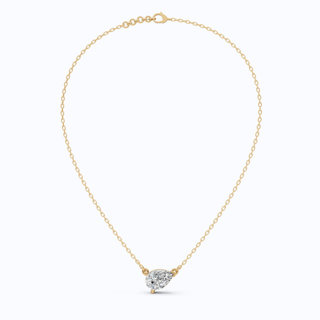 Pear Cut Solitaire Wedding Pendant in 18k Solid Gold, 2.50 CT Pear Lab Grown Diamond, Birthday Gift For Women, Handmade Jewelry
