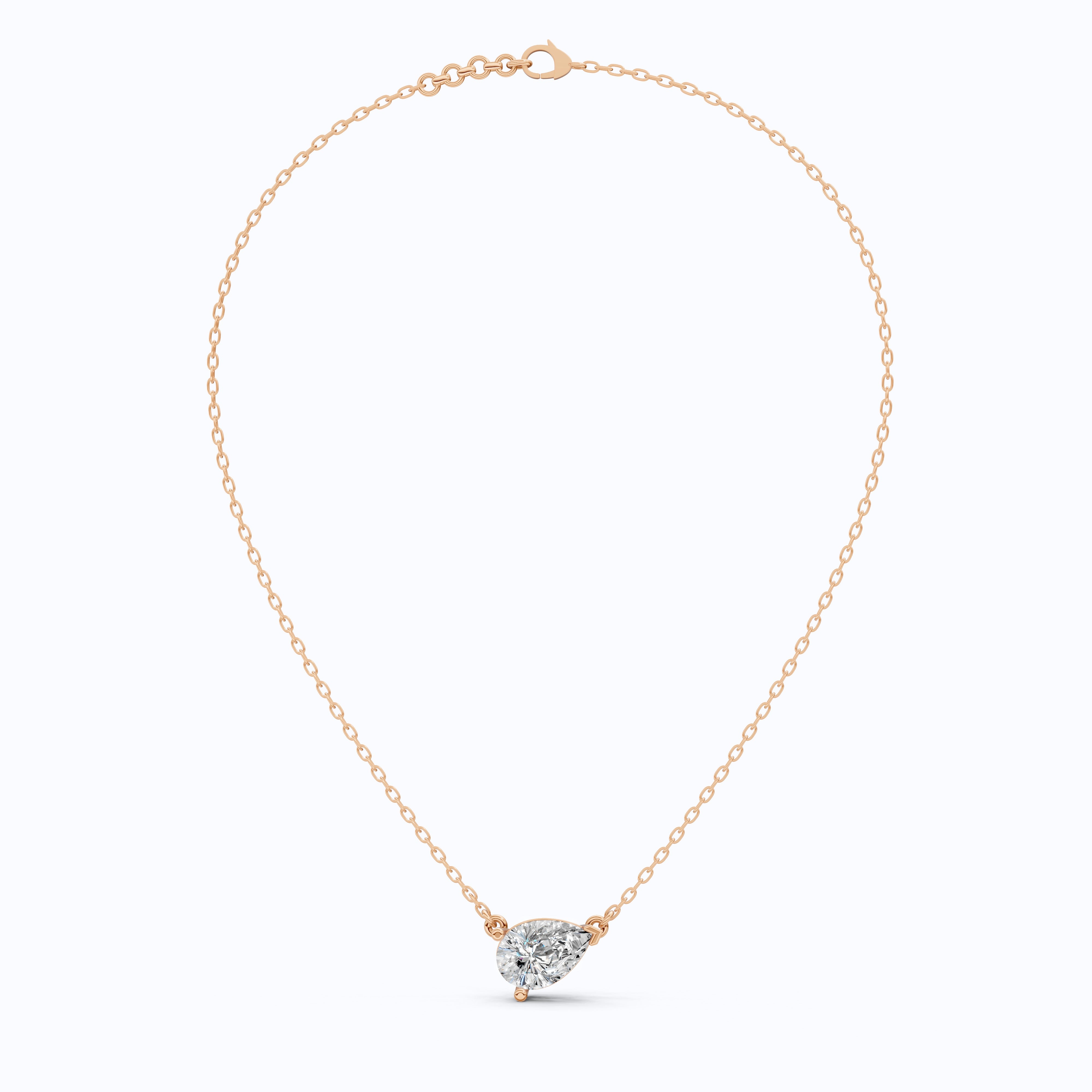 Pear Cut Solitaire Wedding Pendant in 18k Solid Gold, 2.50 CT Pear Lab Grown Diamond, Birthday Gift For Women, Handmade Jewelry