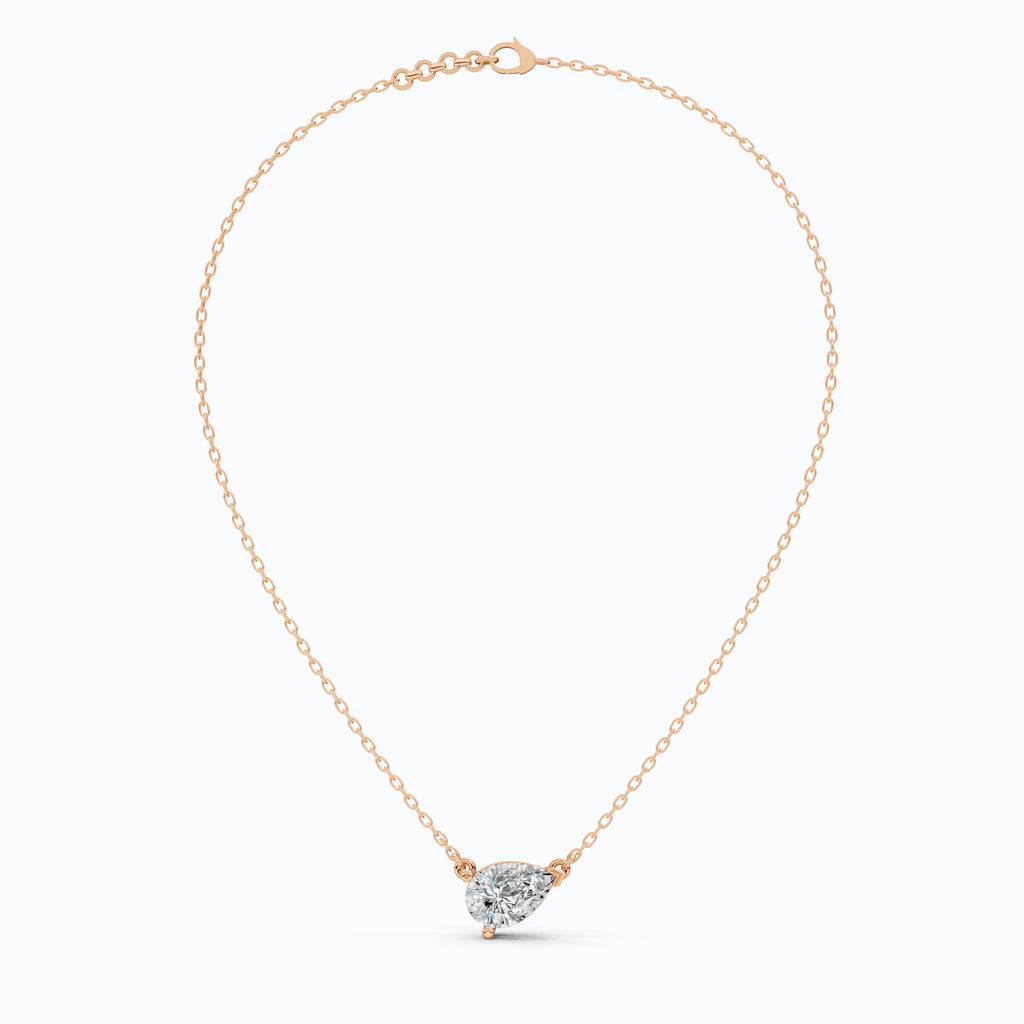 Pear Cut Solitaire Wedding Pendant in 18k Solid Gold, 2.50 CT Pear Lab Grown Diamond, Birthday Gift For Women, Handmade Jewelry