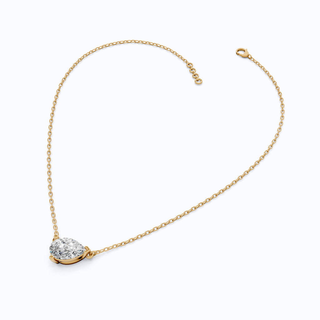 Pear Cut Solitaire Wedding Pendant in 18k Solid Gold, 2.50 CT Pear Lab Grown Diamond, Birthday Gift For Women, Handmade Jewelry