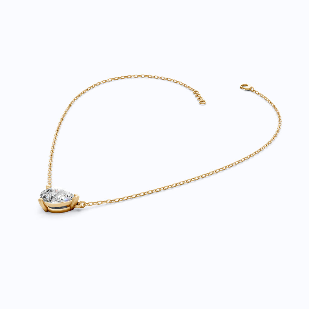Pear Cut Solitaire Wedding Pendant in 18k Solid Gold, 2.50 CT Pear Lab Grown Diamond, Birthday Gift For Women, Handmade Jewelry