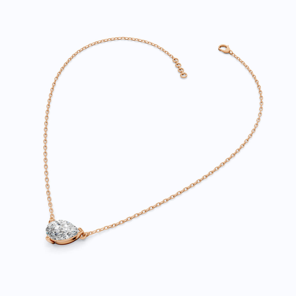 Pear Cut Solitaire Wedding Pendant in 18k Solid Gold, 2.50 CT Pear Lab Grown Diamond, Birthday Gift For Women, Handmade Jewelry