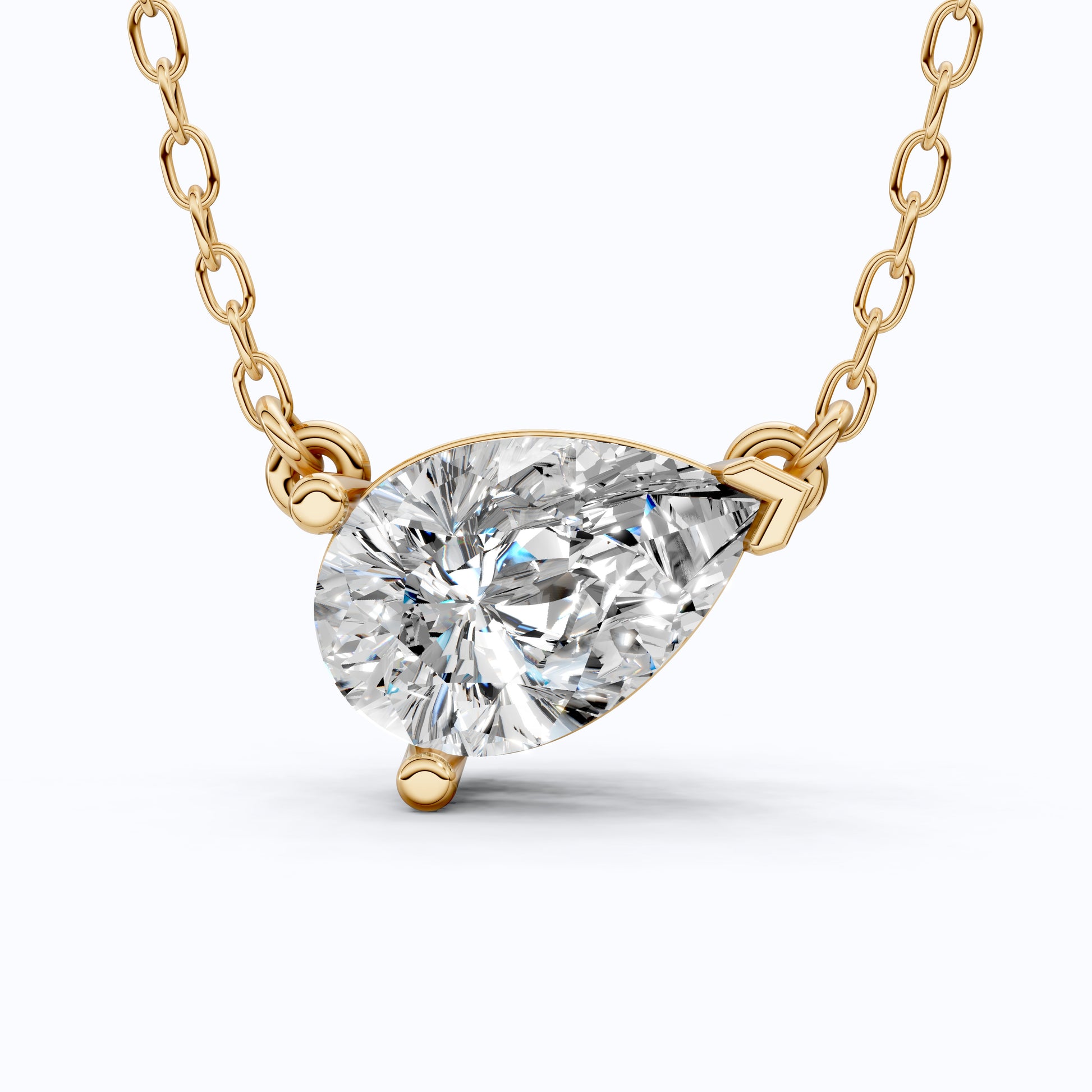 Pear Cut Solitaire Wedding Pendant in 18k Solid Gold, 2.50 CT Pear Lab Grown Diamond, Birthday Gift For Women, Handmade Jewelry