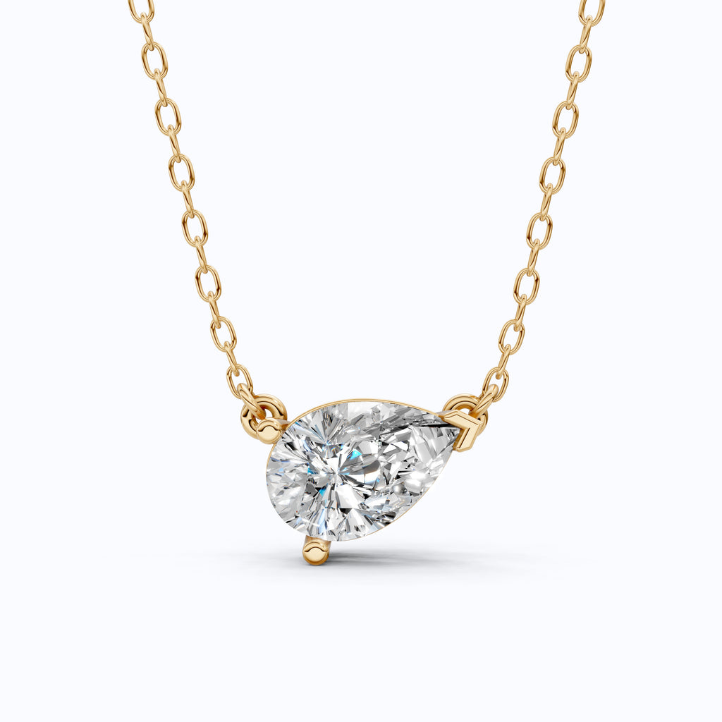 Pear Cut Solitaire Wedding Pendant in 18k Solid Gold, 2.50 CT Pear Lab Grown Diamond, Birthday Gift For Women, Handmade Jewelry