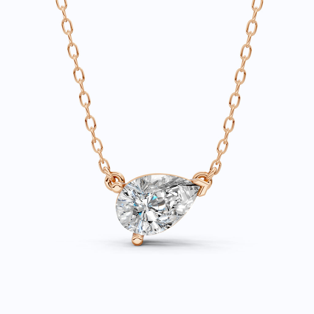 Pear Cut Solitaire Wedding Pendant in 18k Solid Gold, 2.50 CT Pear Lab Grown Diamond, Birthday Gift For Women, Handmade Jewelry