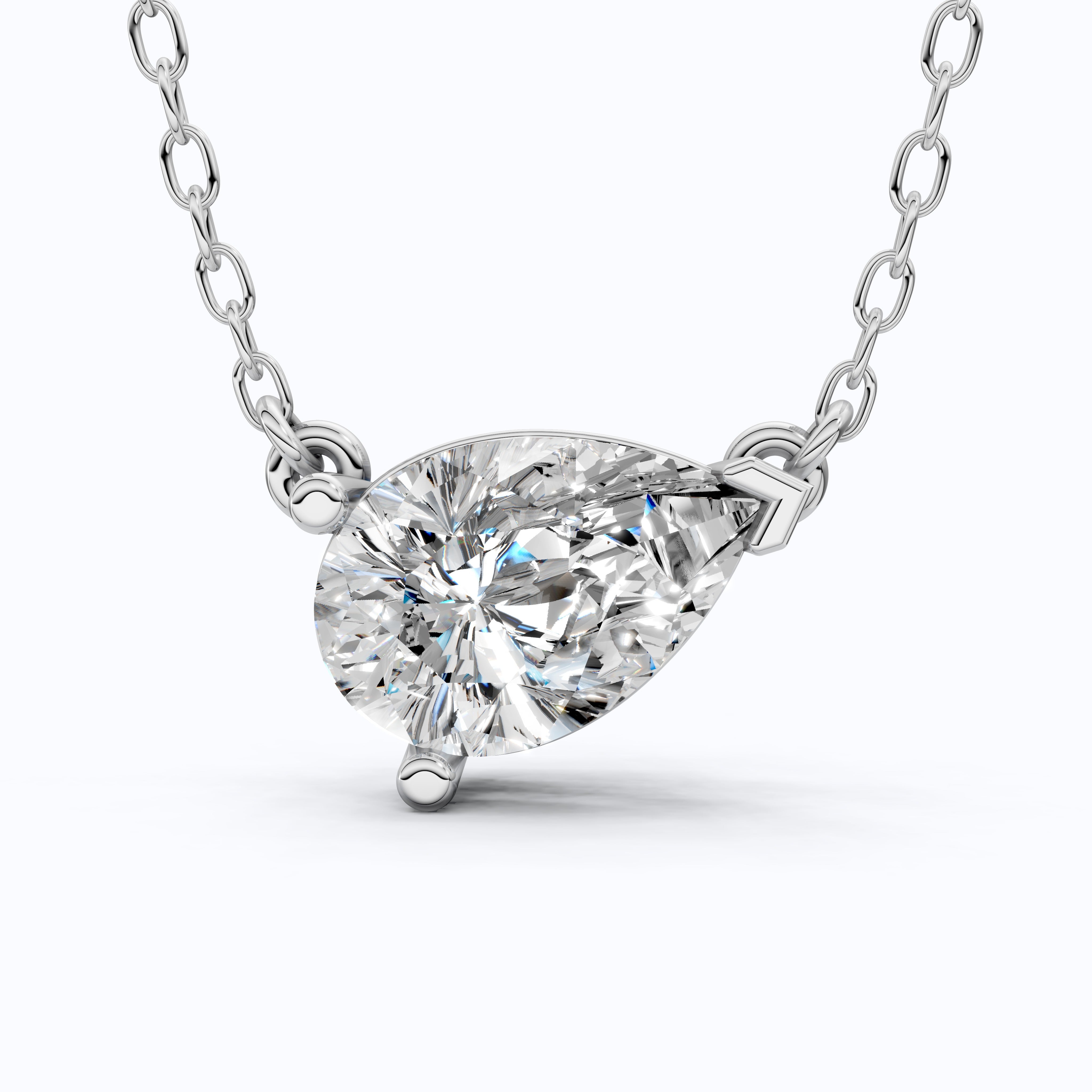 Pear Cut Solitaire Wedding Pendant in 18k Solid Gold, 2.50 CT Pear Lab Grown Diamond, Birthday Gift For Women, Handmade Jewelry