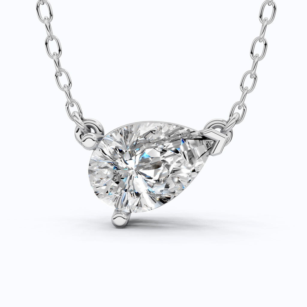 Pear Cut Solitaire Wedding Pendant in 18k Solid Gold, 2.50 CT Pear Lab Grown Diamond, Birthday Gift For Women, Handmade Jewelry