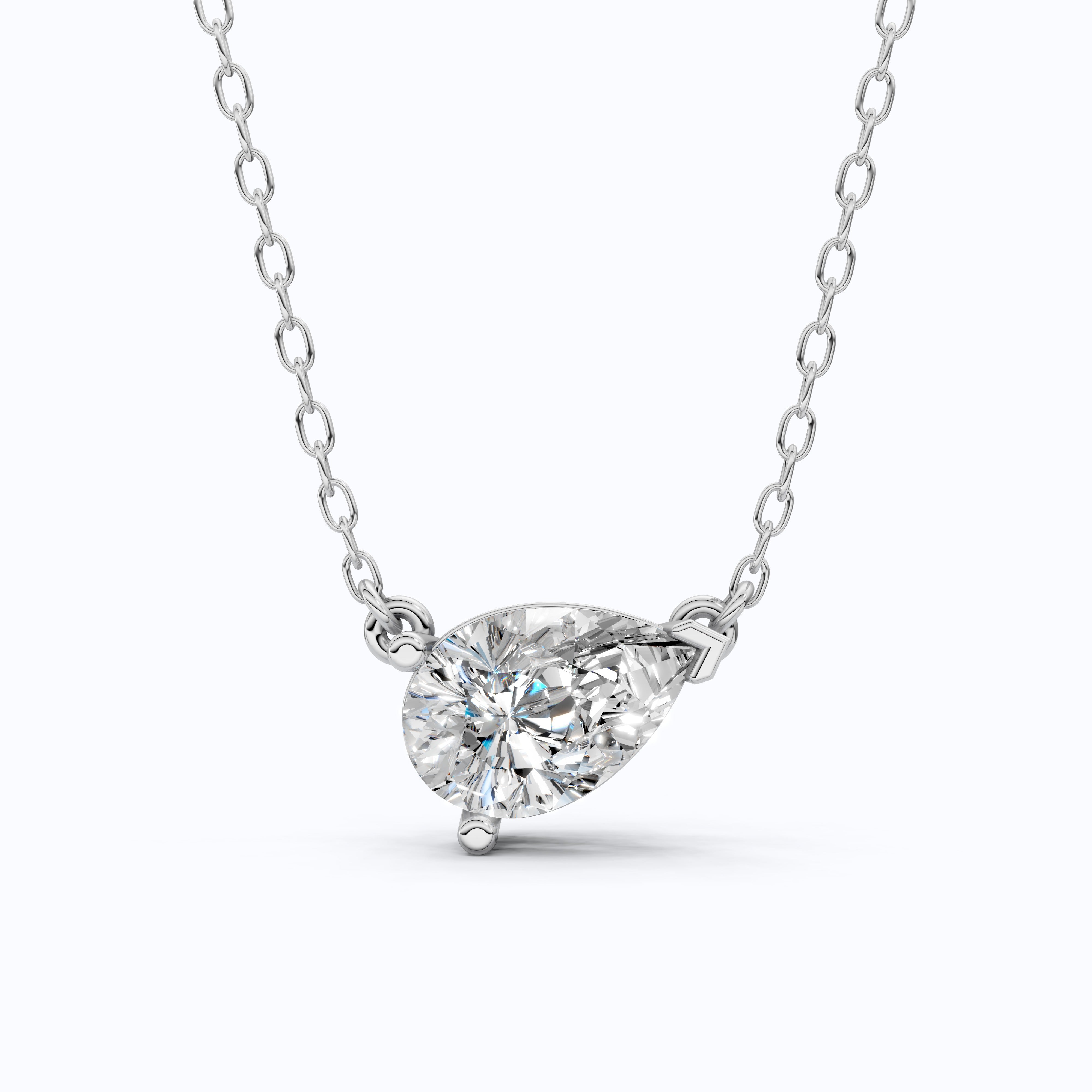 Pear Cut Solitaire Wedding Pendant in 18k Solid Gold, 2.50 CT Pear Lab Grown Diamond, Birthday Gift For Women, Handmade Jewelry