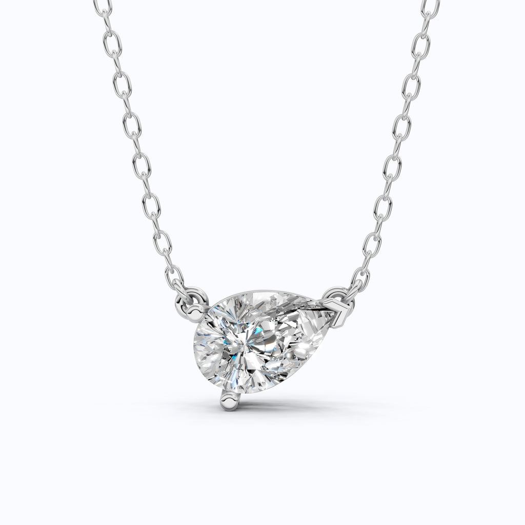Pear Cut Solitaire Wedding Pendant in 18k Solid Gold, 2.50 CT Pear Lab Grown Diamond, Birthday Gift For Women, Handmade Jewelry