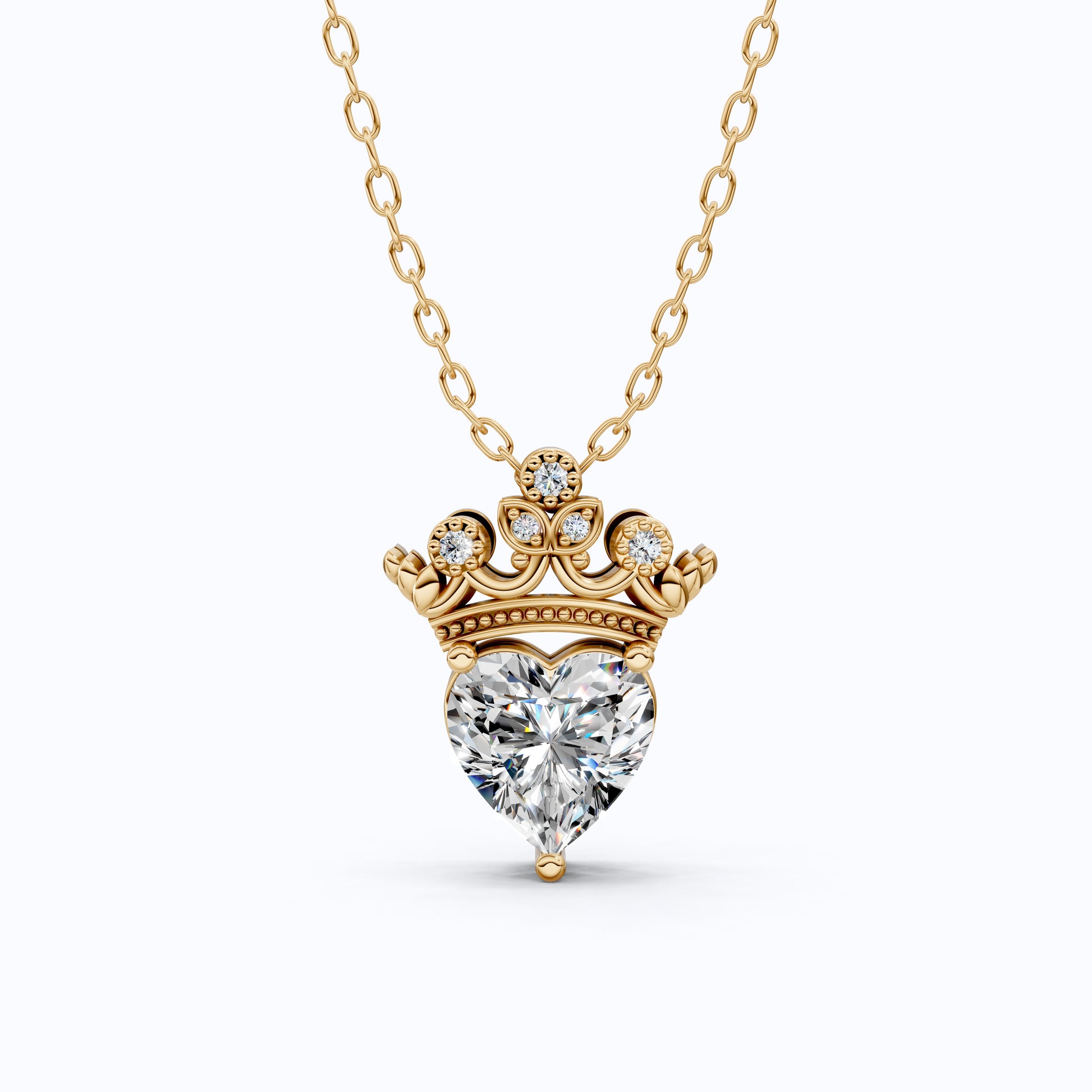Heart Cut Crown Shaped Unique Daily Wear Pendant, Wedding Pendant For Wife