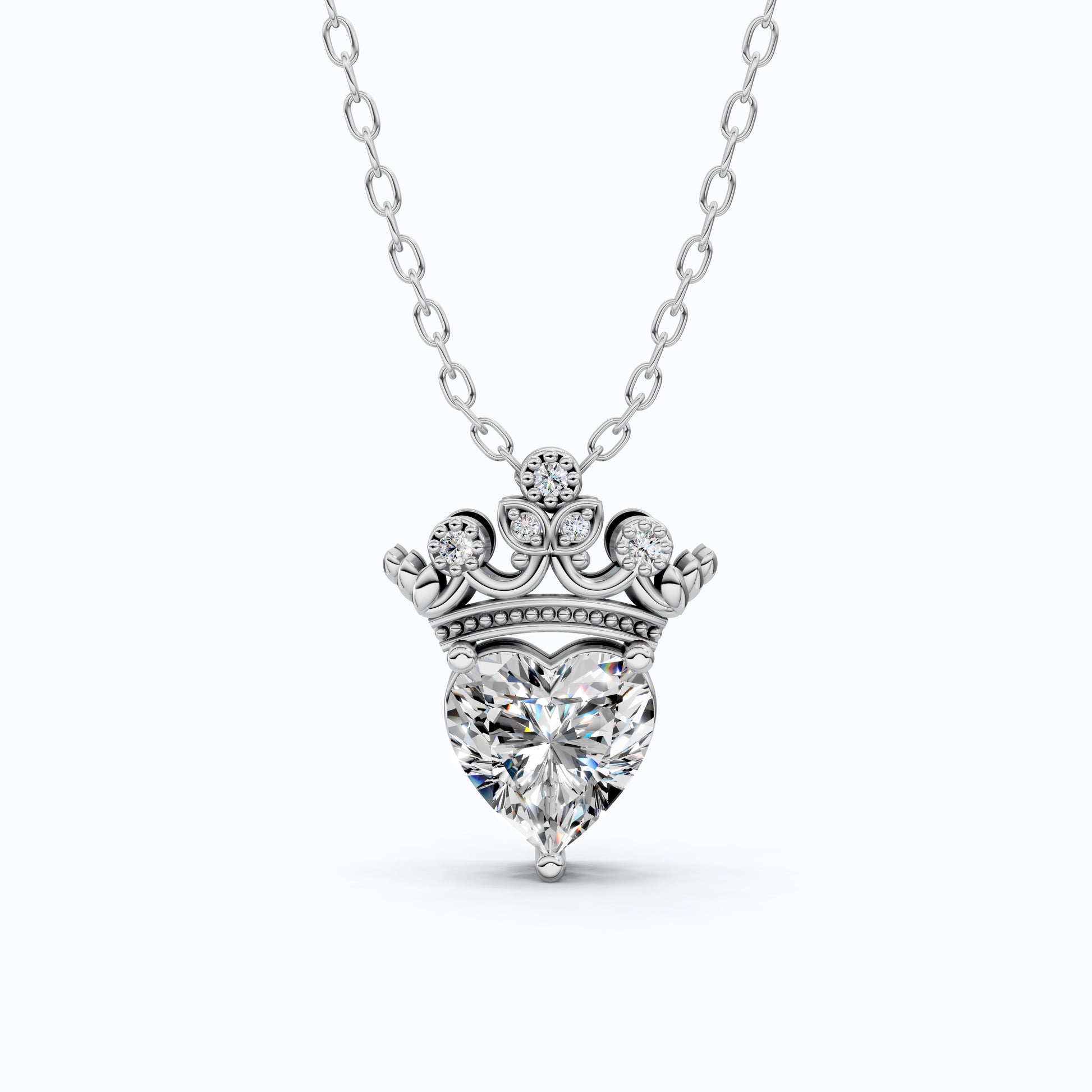 Heart Cut Crown Shaped Unique Daily Wear Pendant, Wedding Pendant For Wife