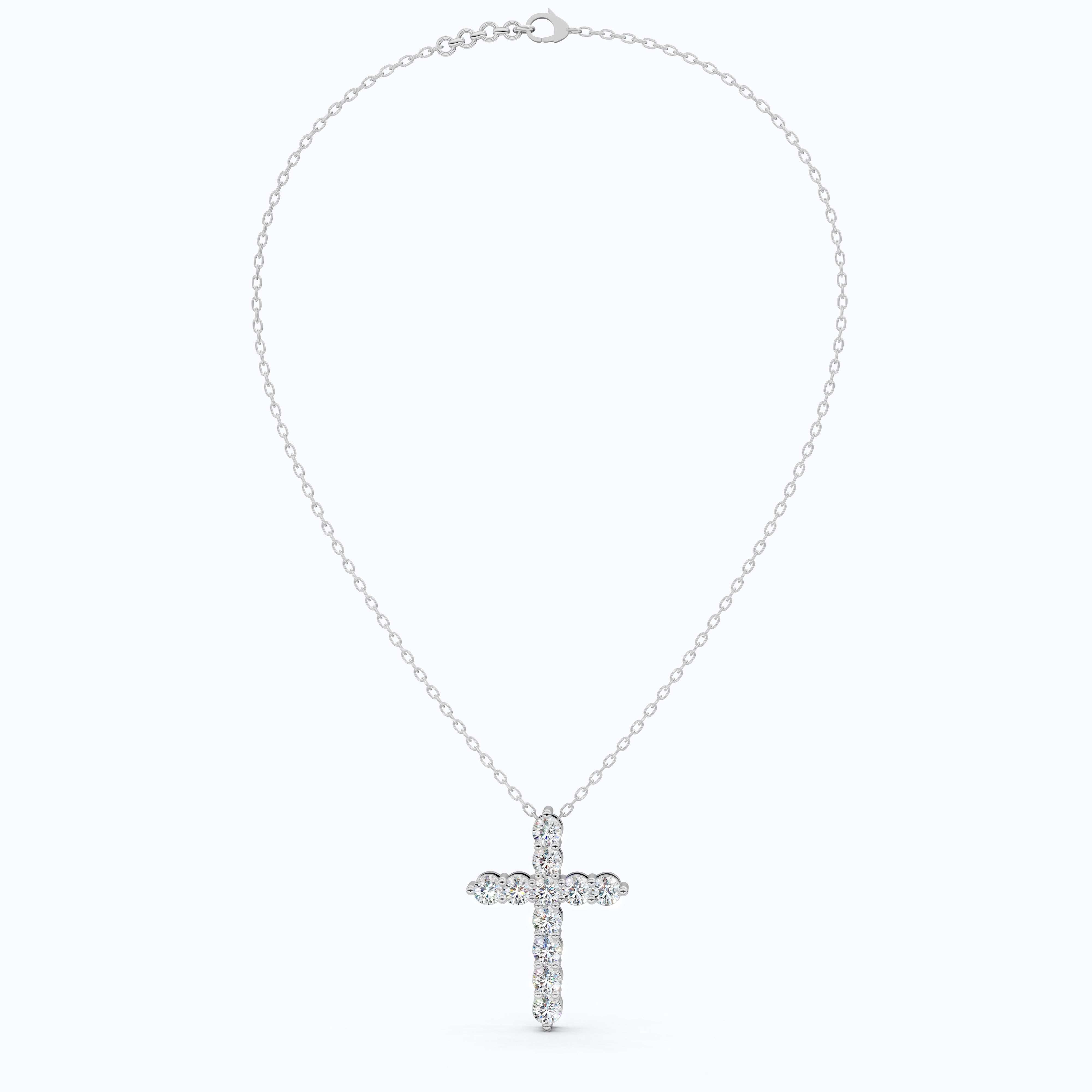 Round Cut Diamond Cross Charm Pendant, Wedding Gift For Wife