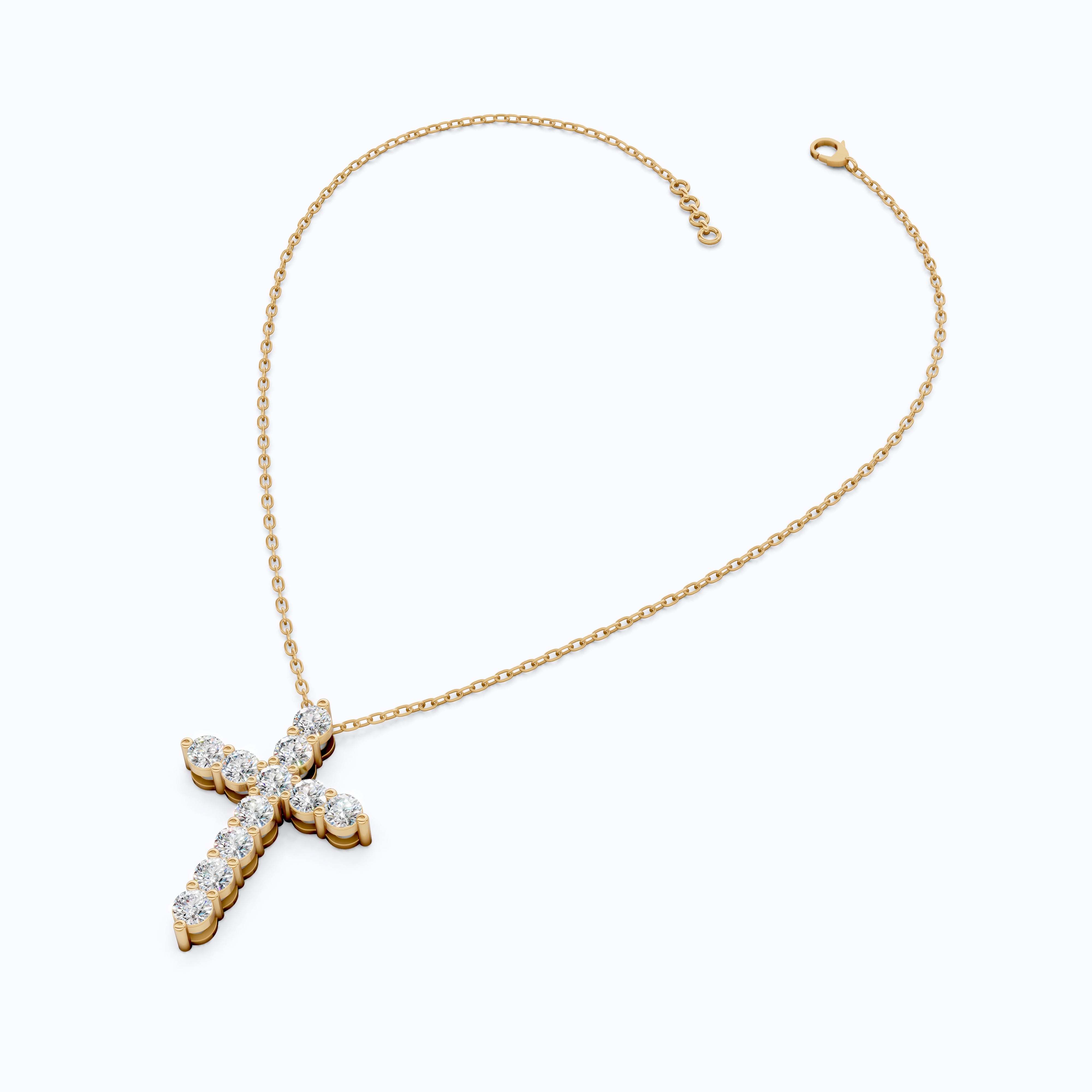 Round Cut Diamond Cross Charm Pendant, Wedding Gift For Wife