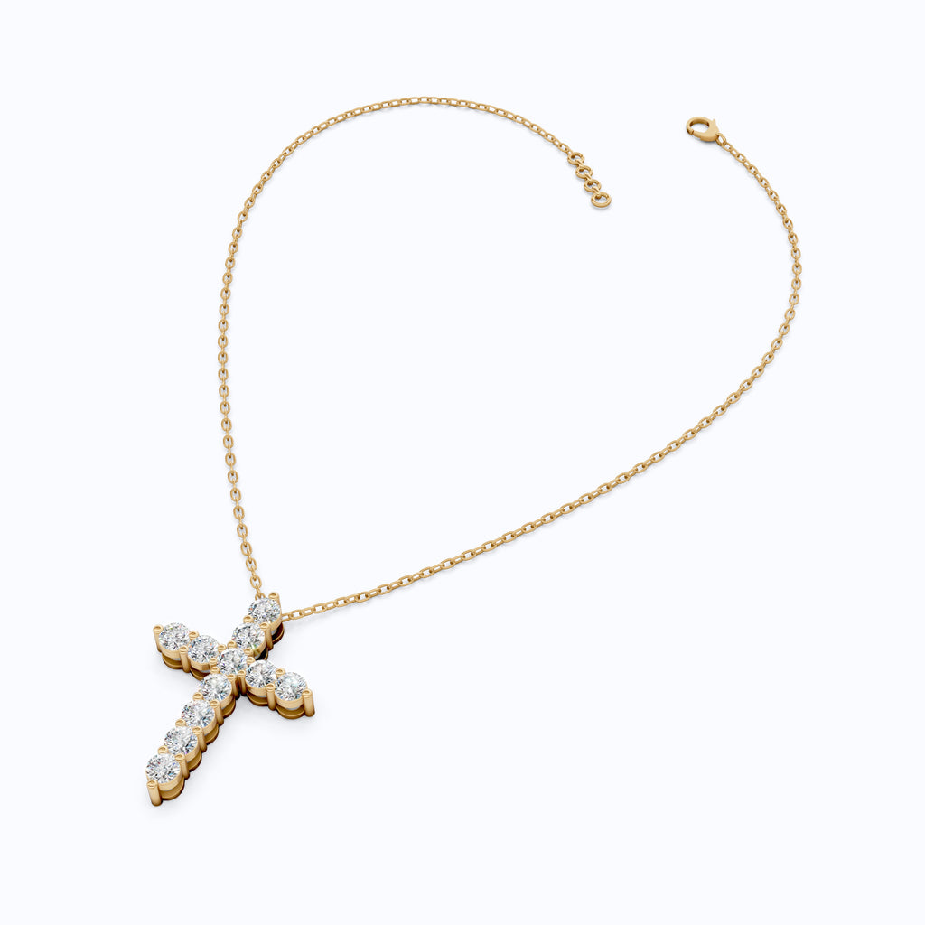 Round Cut Diamond Cross Charm Pendant, Wedding Gift For Wife