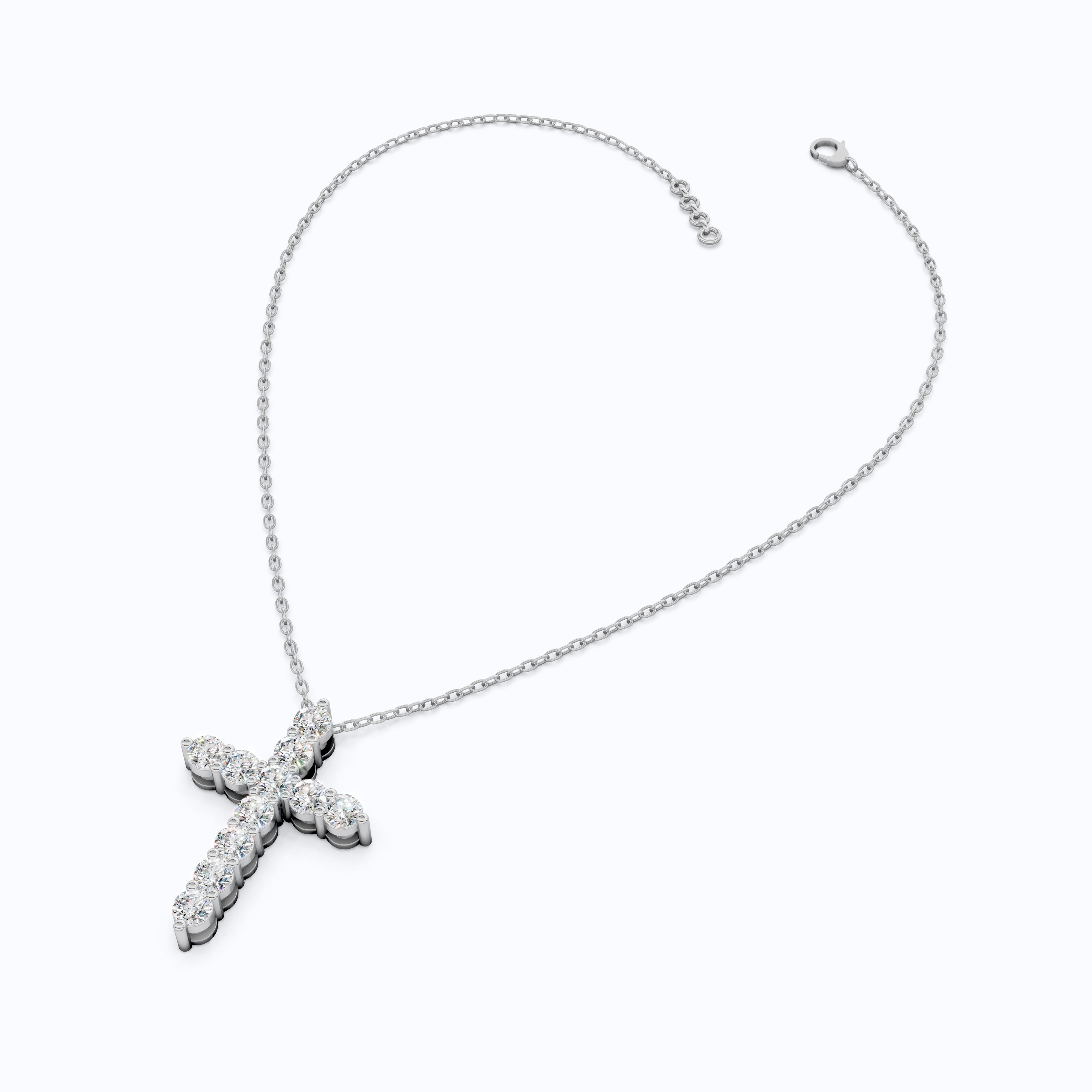 Round Cut Diamond Cross Charm Pendant, Wedding Gift For Wife
