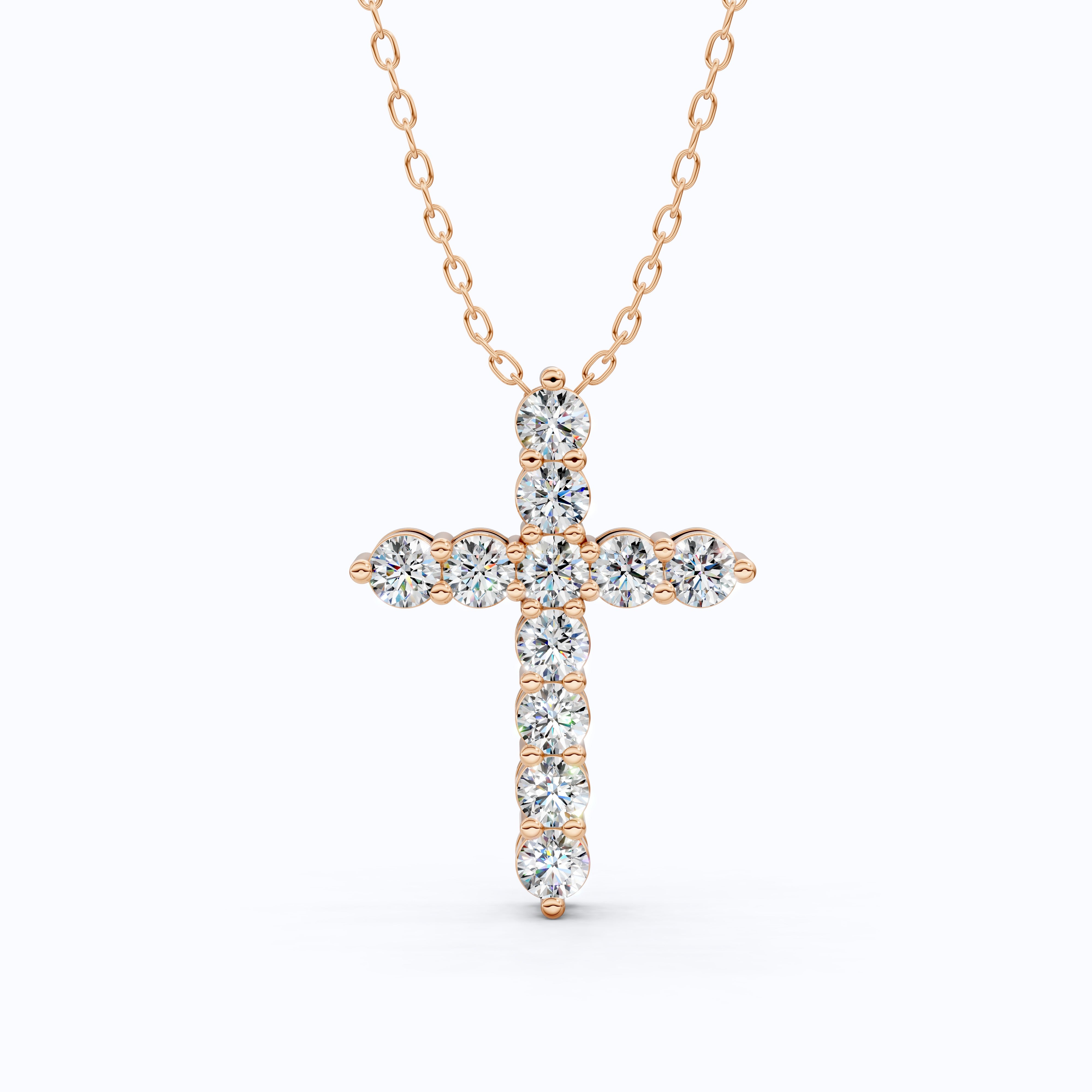 Round Cut Diamond Cross Charm Pendant, Wedding Gift For Wife