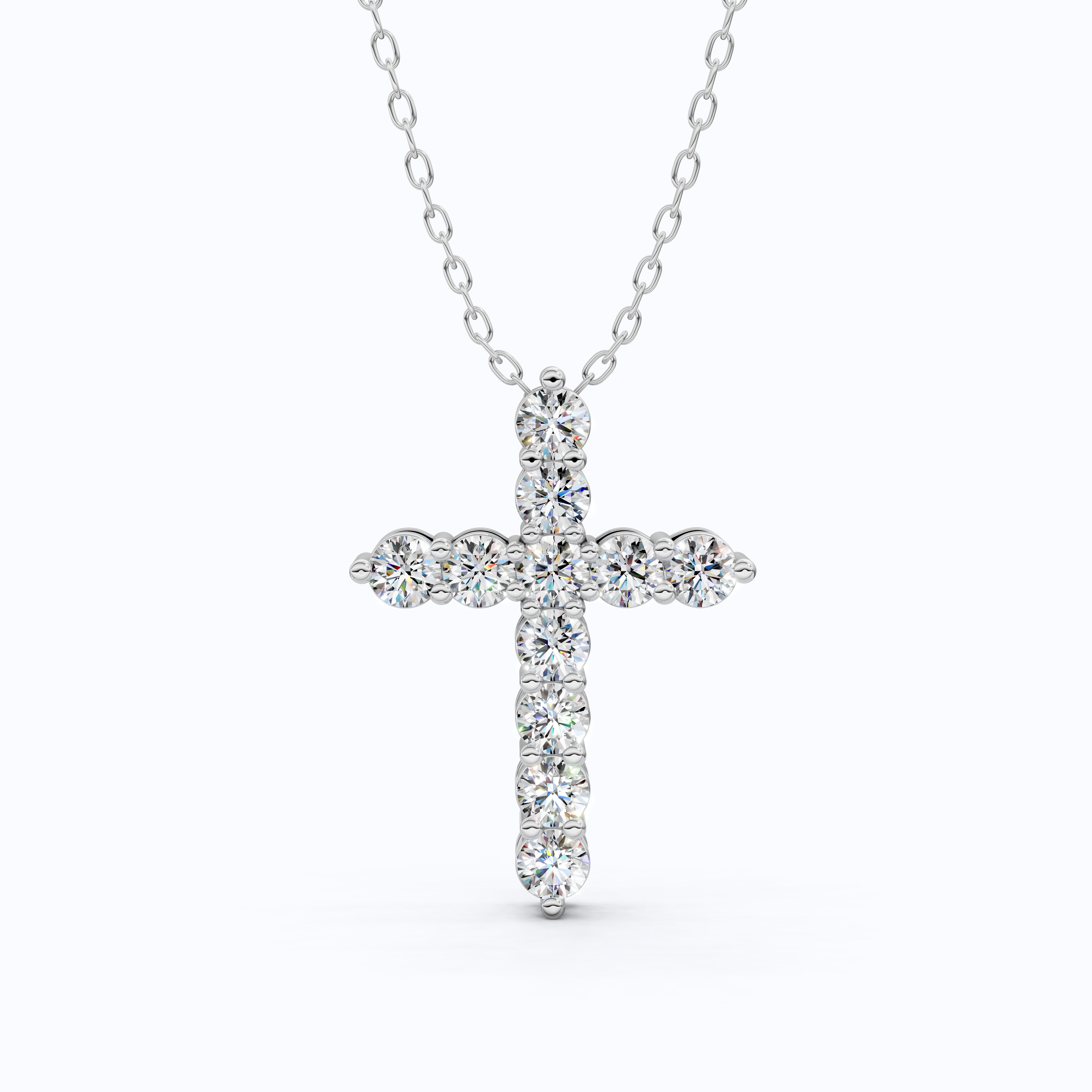 Round Cut Diamond Cross Charm Pendant, Wedding Gift For Wife