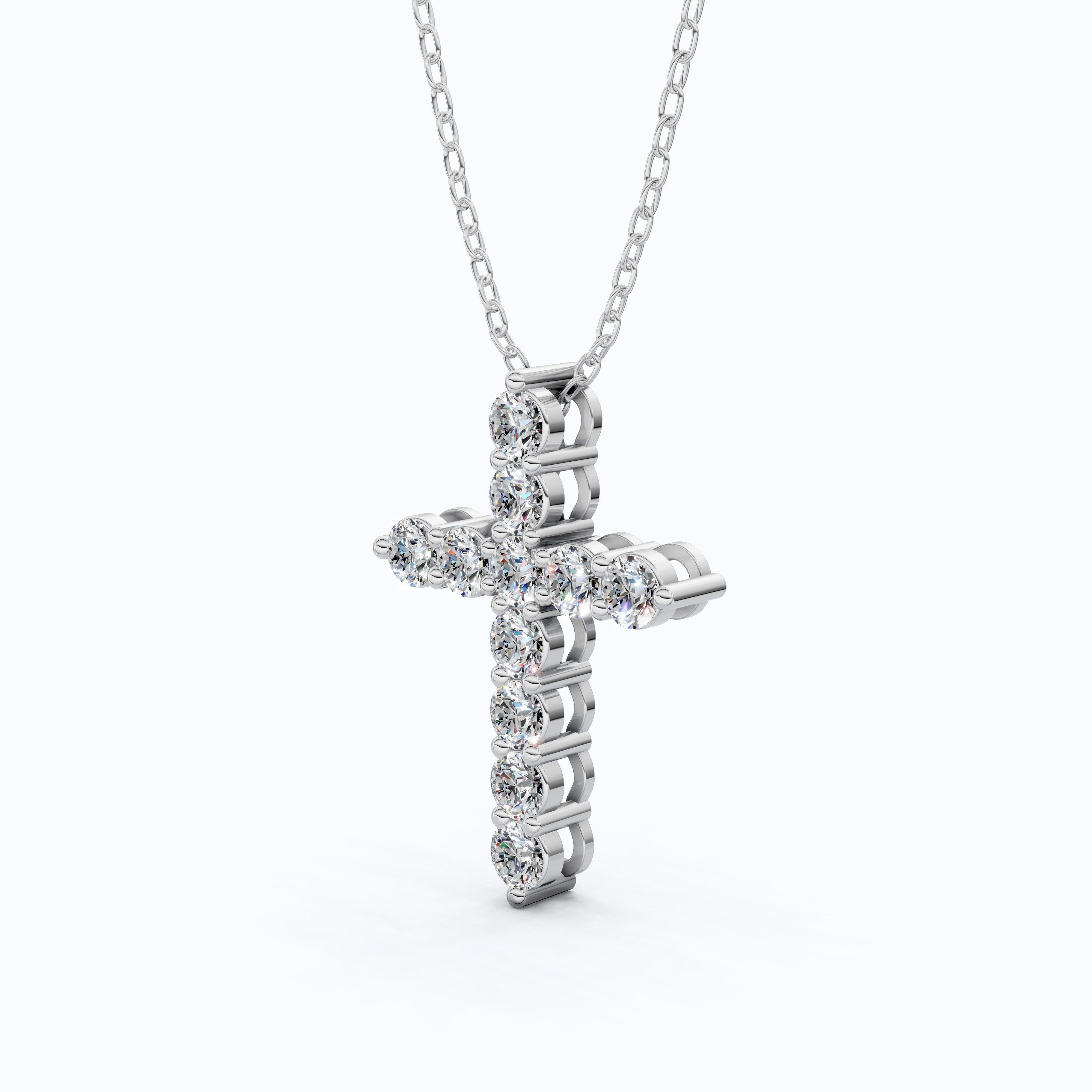 Round Cut Diamond Cross Charm Pendant, Wedding Gift For Wife