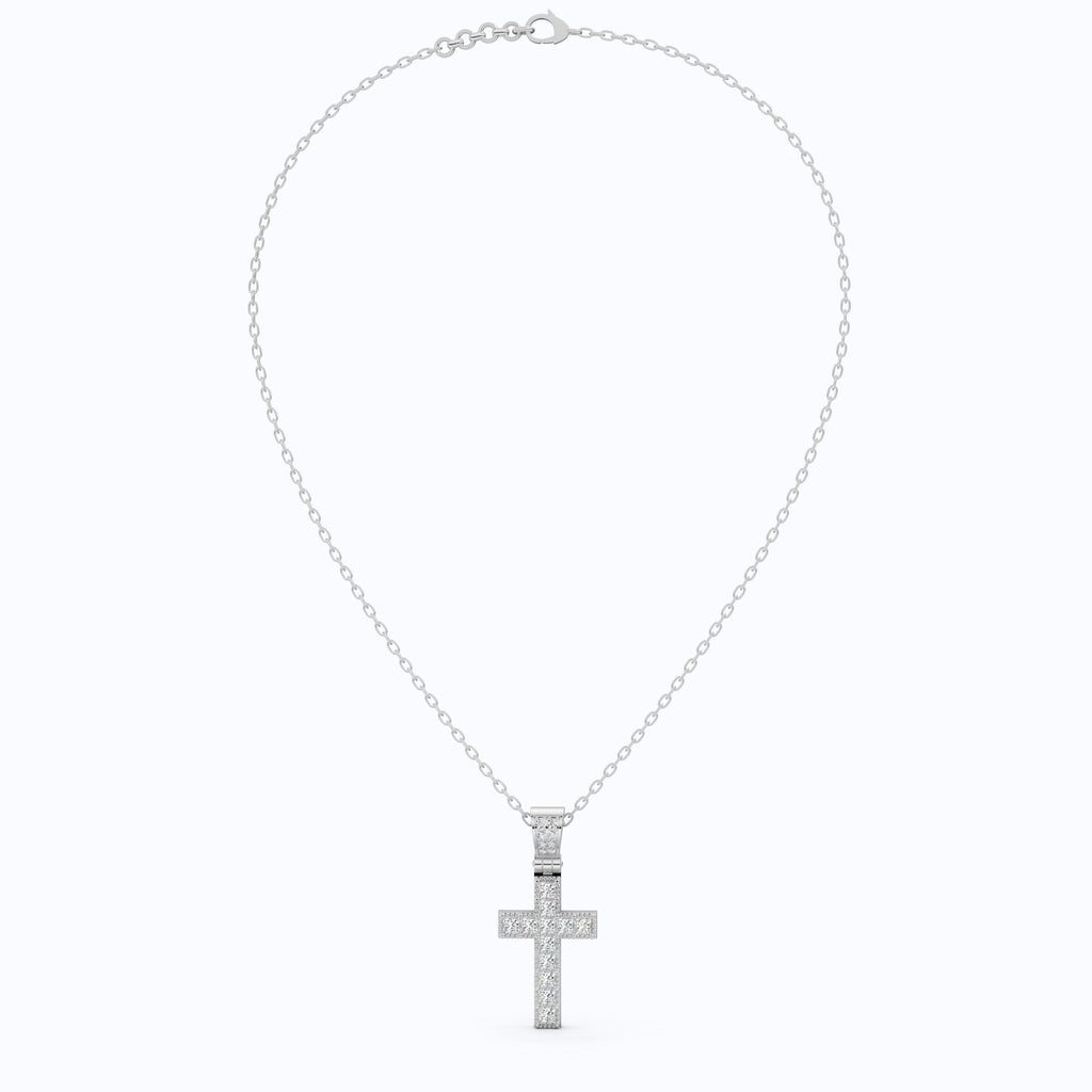 Princess Cut Milgrain Cross Wedding Pendant, Anniversary Gift