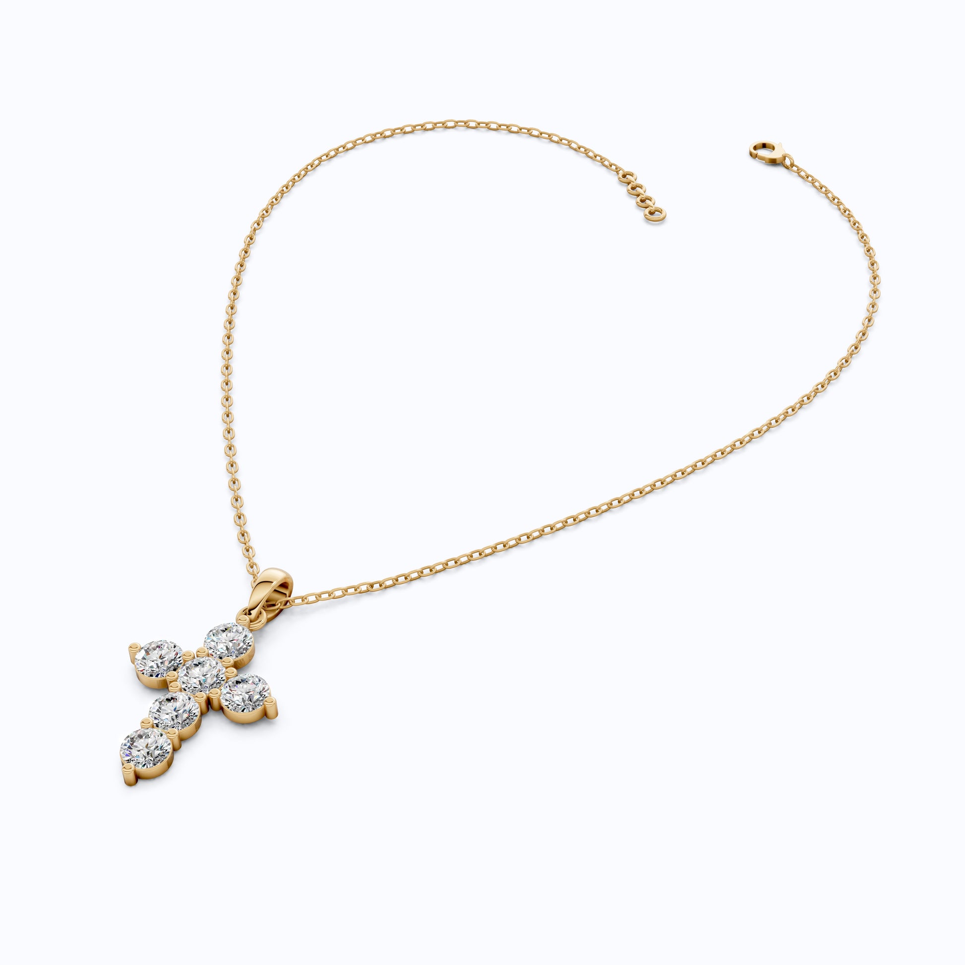 Prong-Set Round Cut Cross Religious Pendant in 14k Solid Gold, 2.16 TCW Round Cut Lab Created Diamonds, Birthday Gift for Her, Faith Jewelry