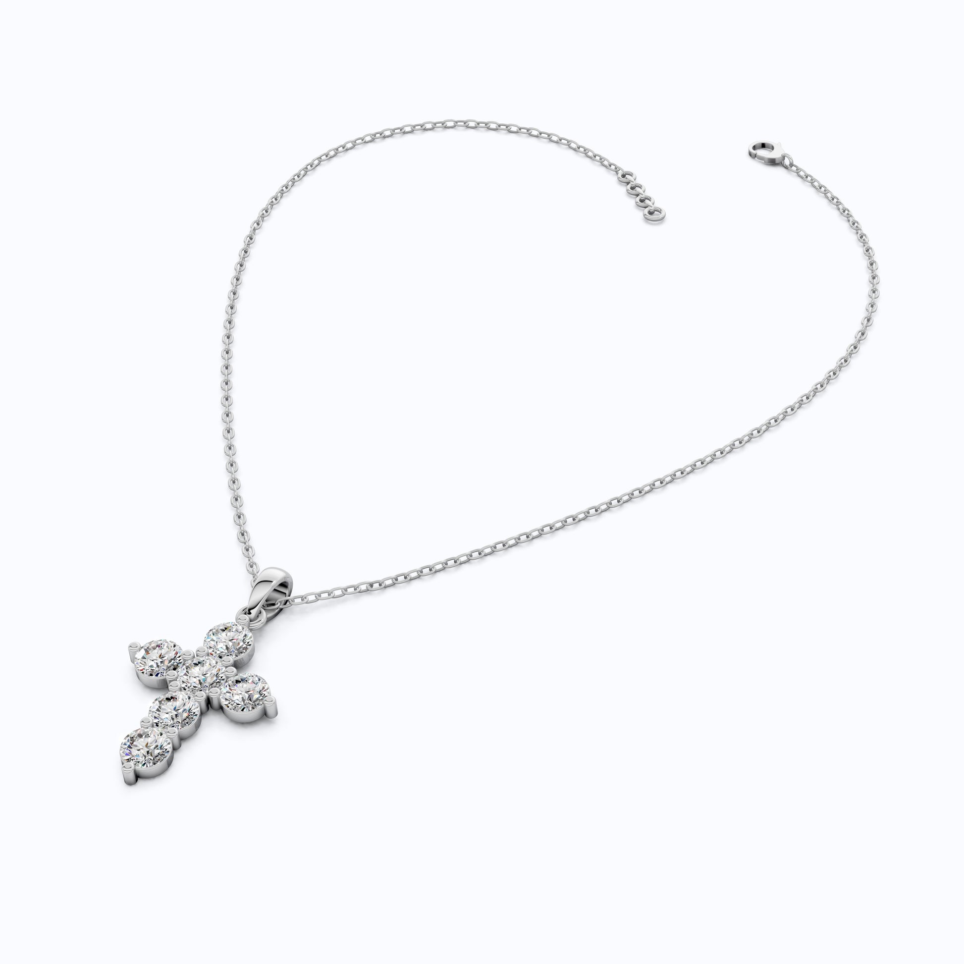 Prong-Set Round Cut Cross Religious Pendant in 14k Solid Gold, 2.16 TCW Round Cut Lab Created Diamonds, Birthday Gift for Her, Faith Jewelry