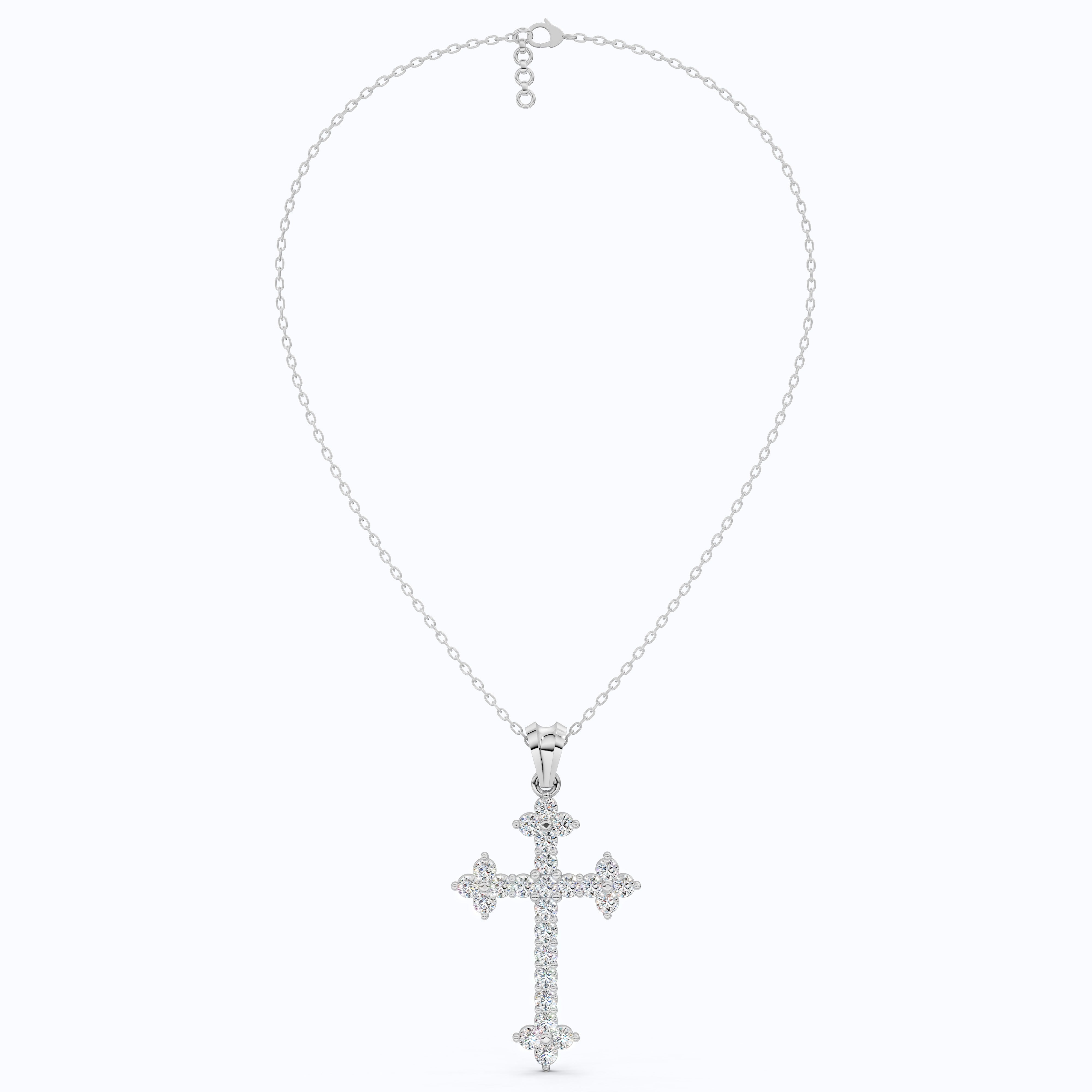 1.65 TCW Round Cut Lab Created Diamonds Religious Cross Pendant