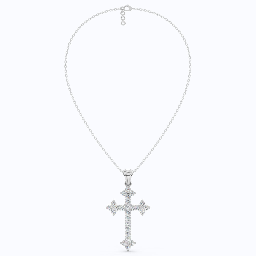 1.65 TCW Round Cut Lab Created Diamonds Religious Cross Pendant