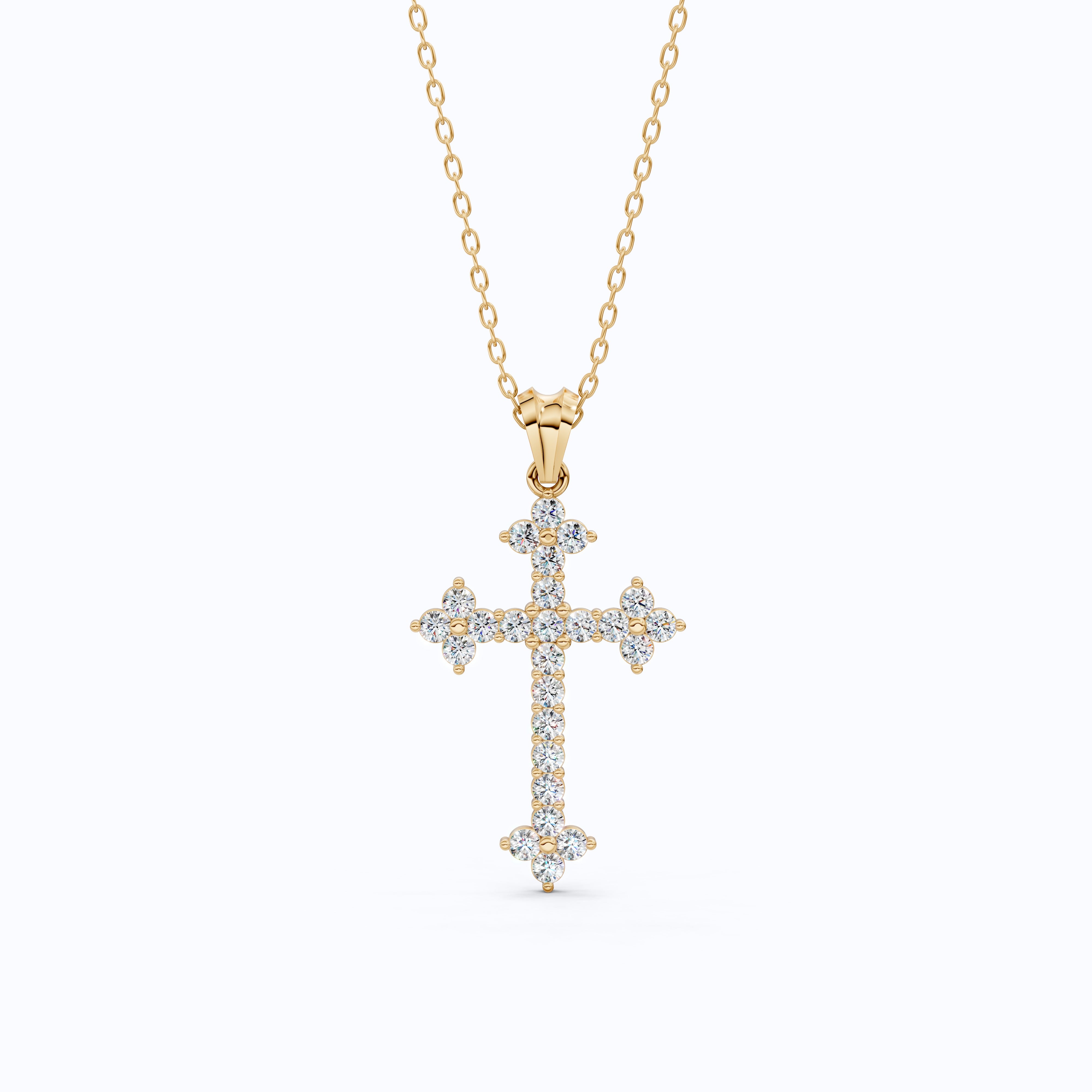 1.65 TCW Round Cut Lab Created Diamonds Religious Cross Pendant