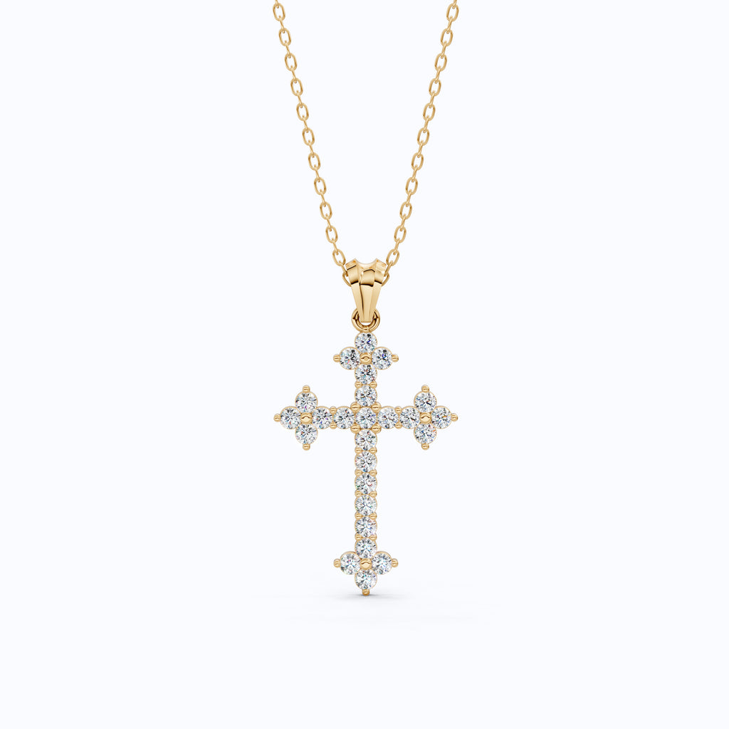 1.65 TCW Round Cut Lab Created Diamonds Religious Cross Pendant